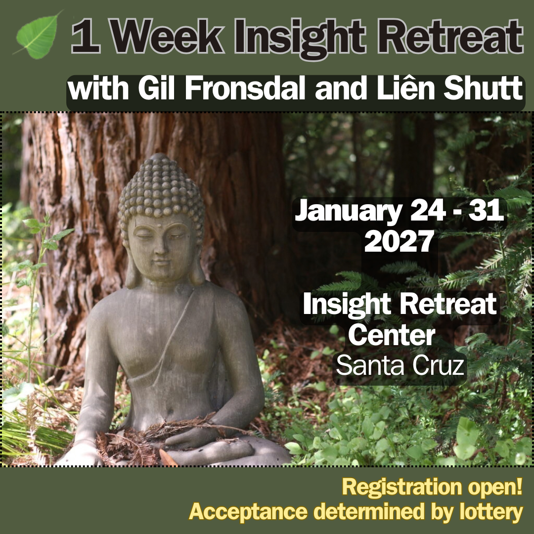 1 Week Insight Retreat w/ Gil Fronsdal and Liên Shutt