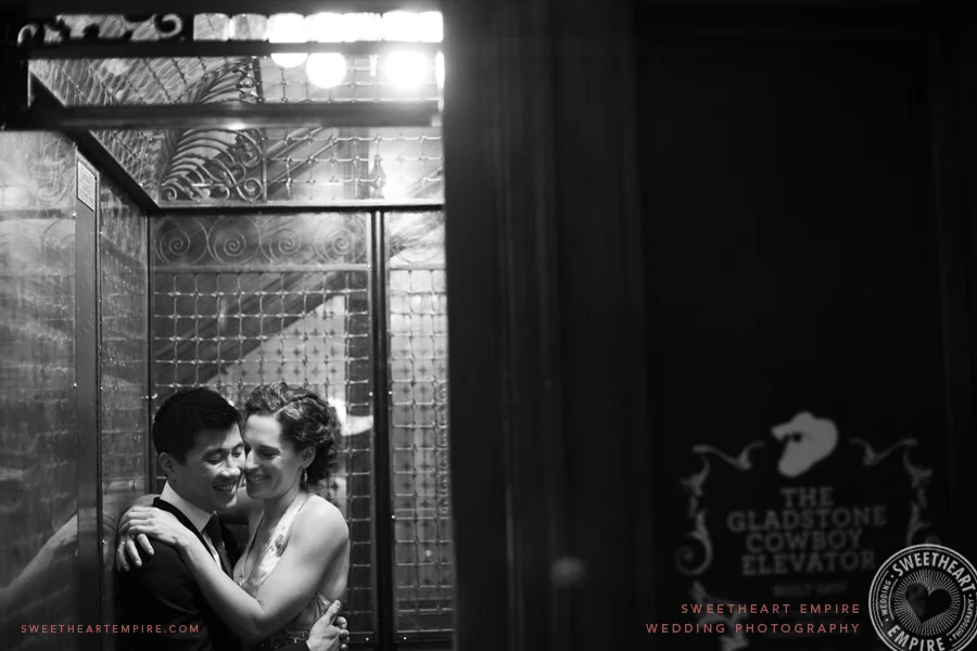 Alissa & Kevin having a giggle in the Gladstone Cowboy Elevator
