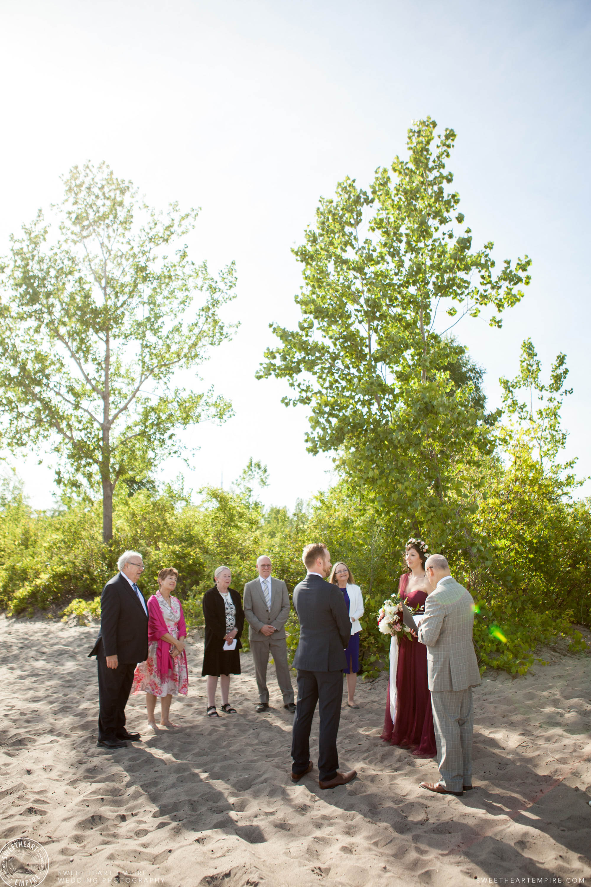 A small Toronto Island wedding ceremony on the beach. 