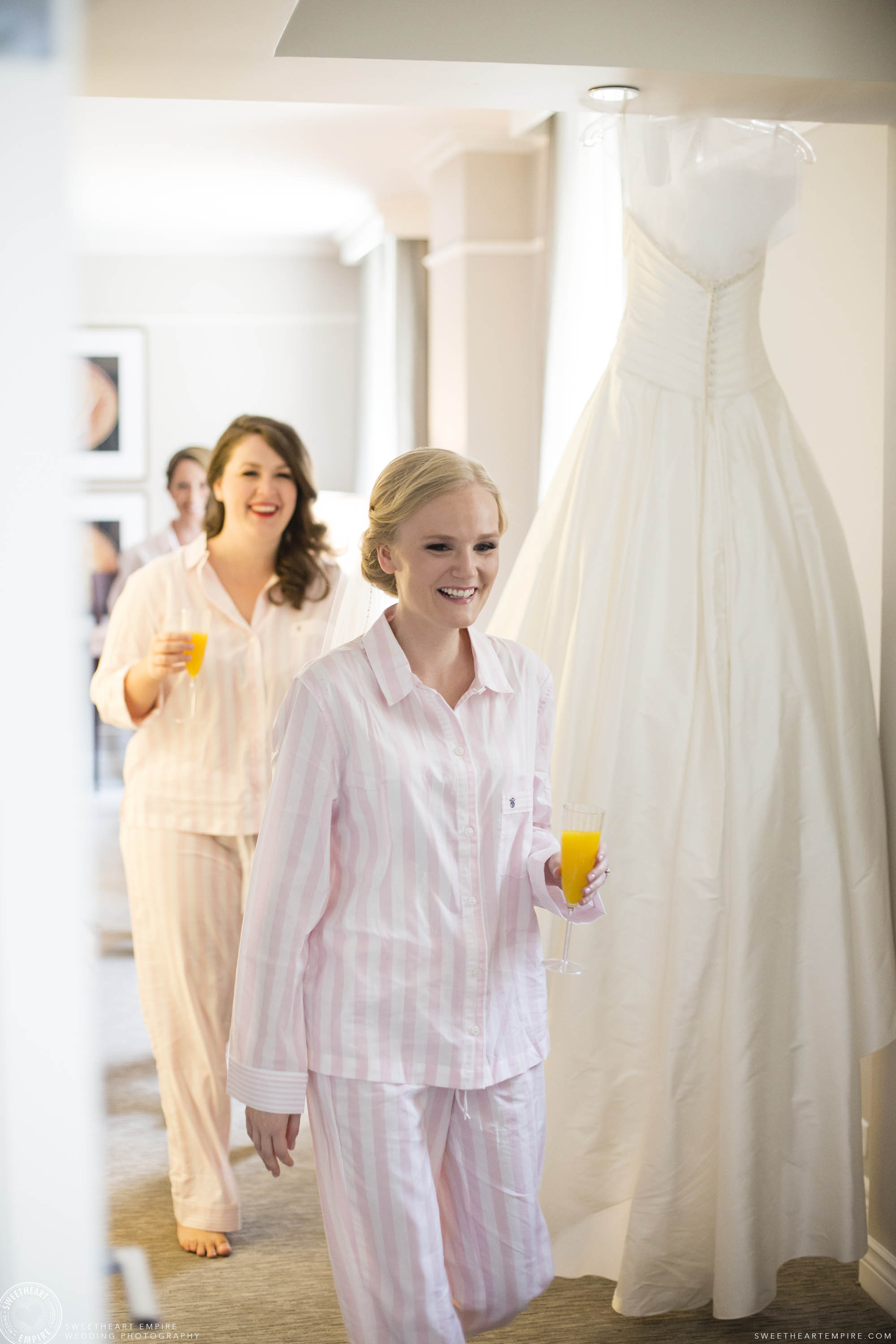 Bridesmaids with champagne mimosas