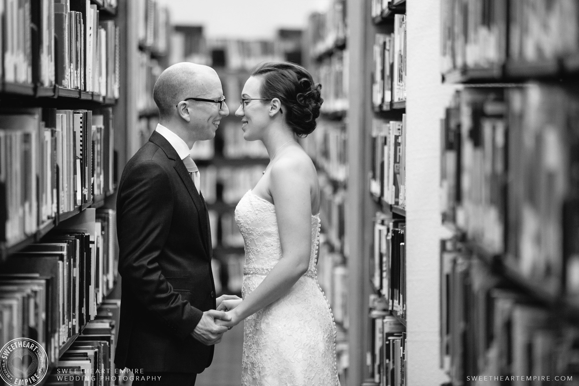 Happy bride and groom;Toronto Reference Library Wedding