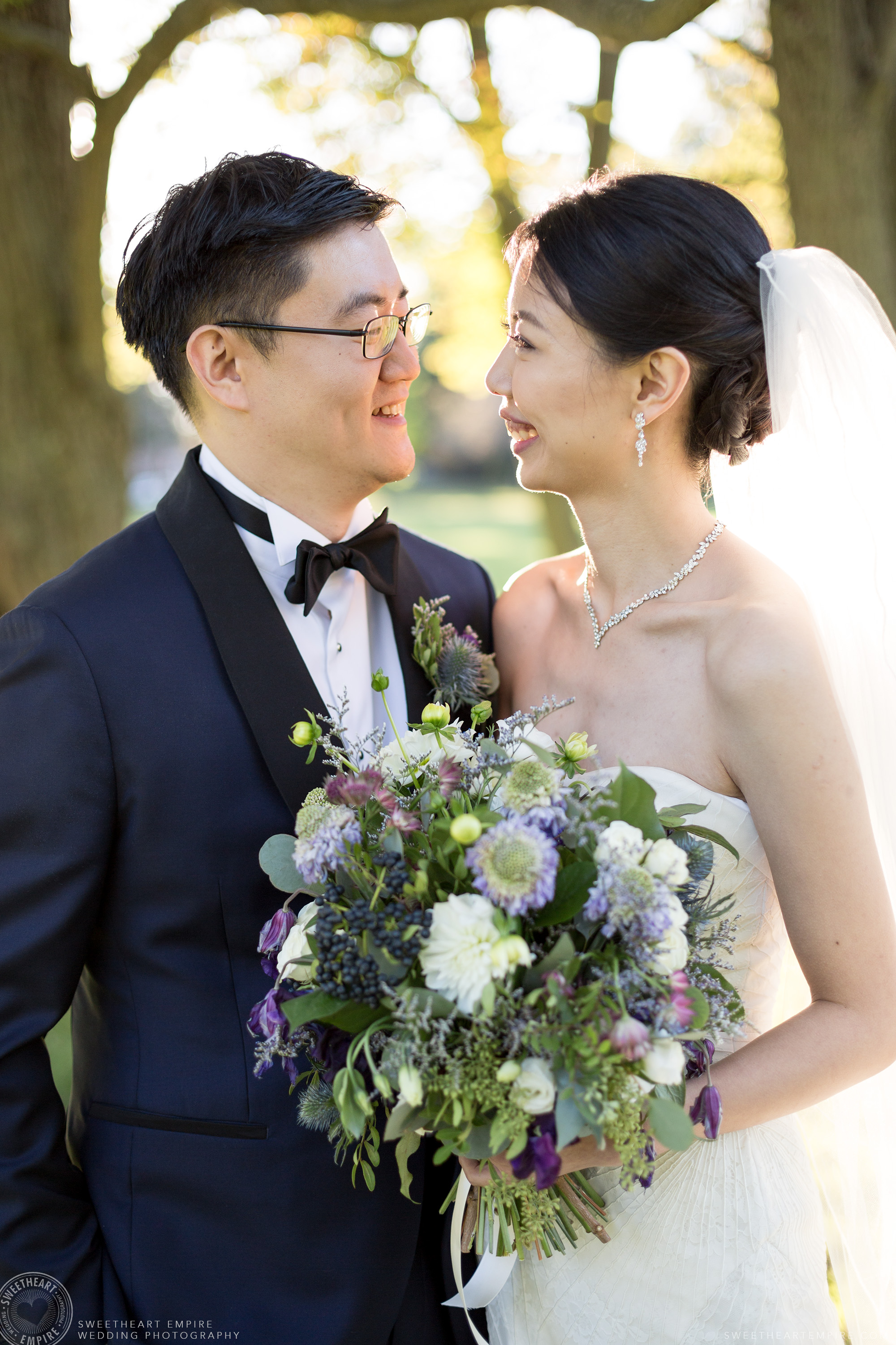 Bride and groom exchange a loving look, McLean House Wedding, Estates of Sunnybrook