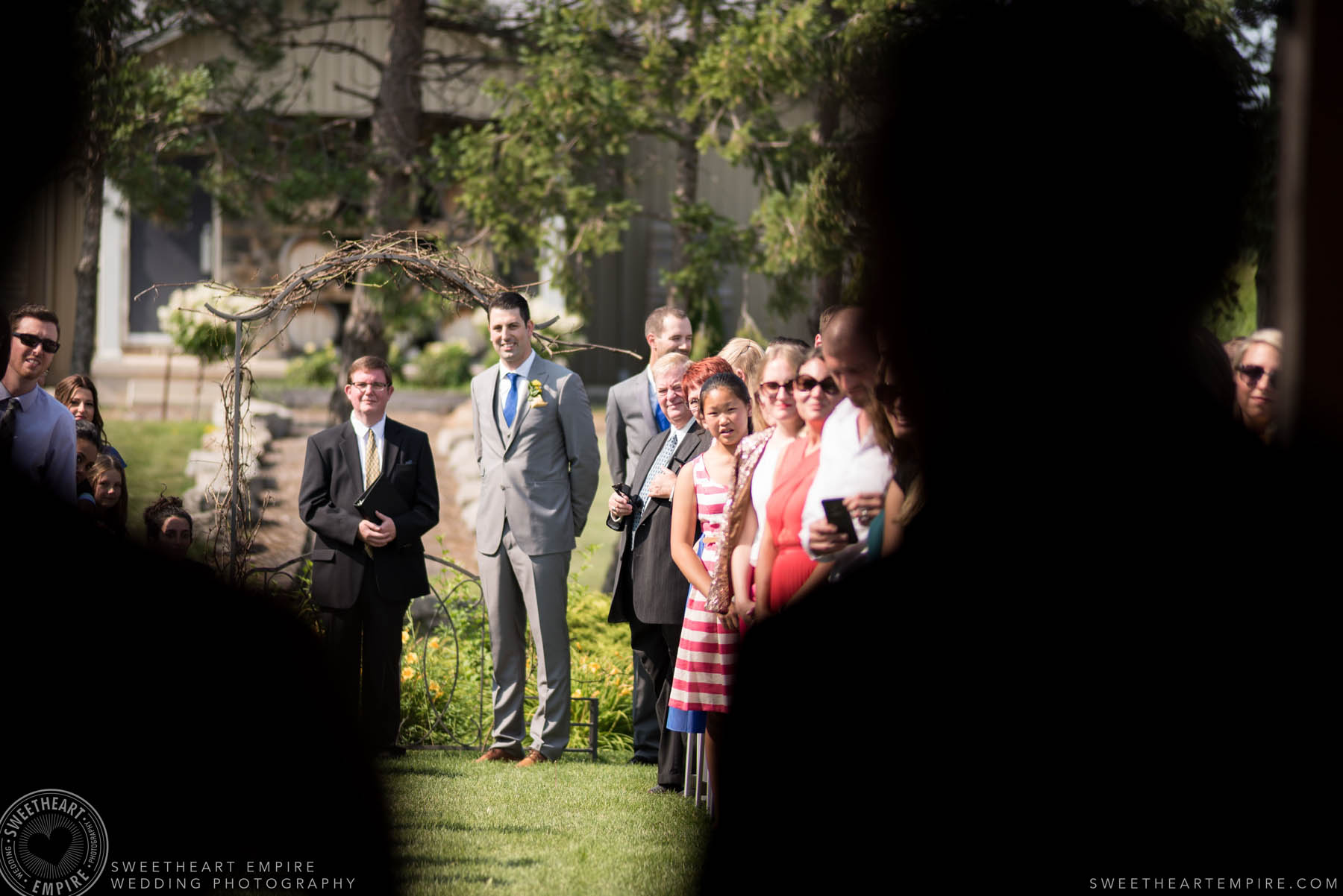 Groom waiting for his bride at the altar, Rockway Vineyard Wedding, Niagara