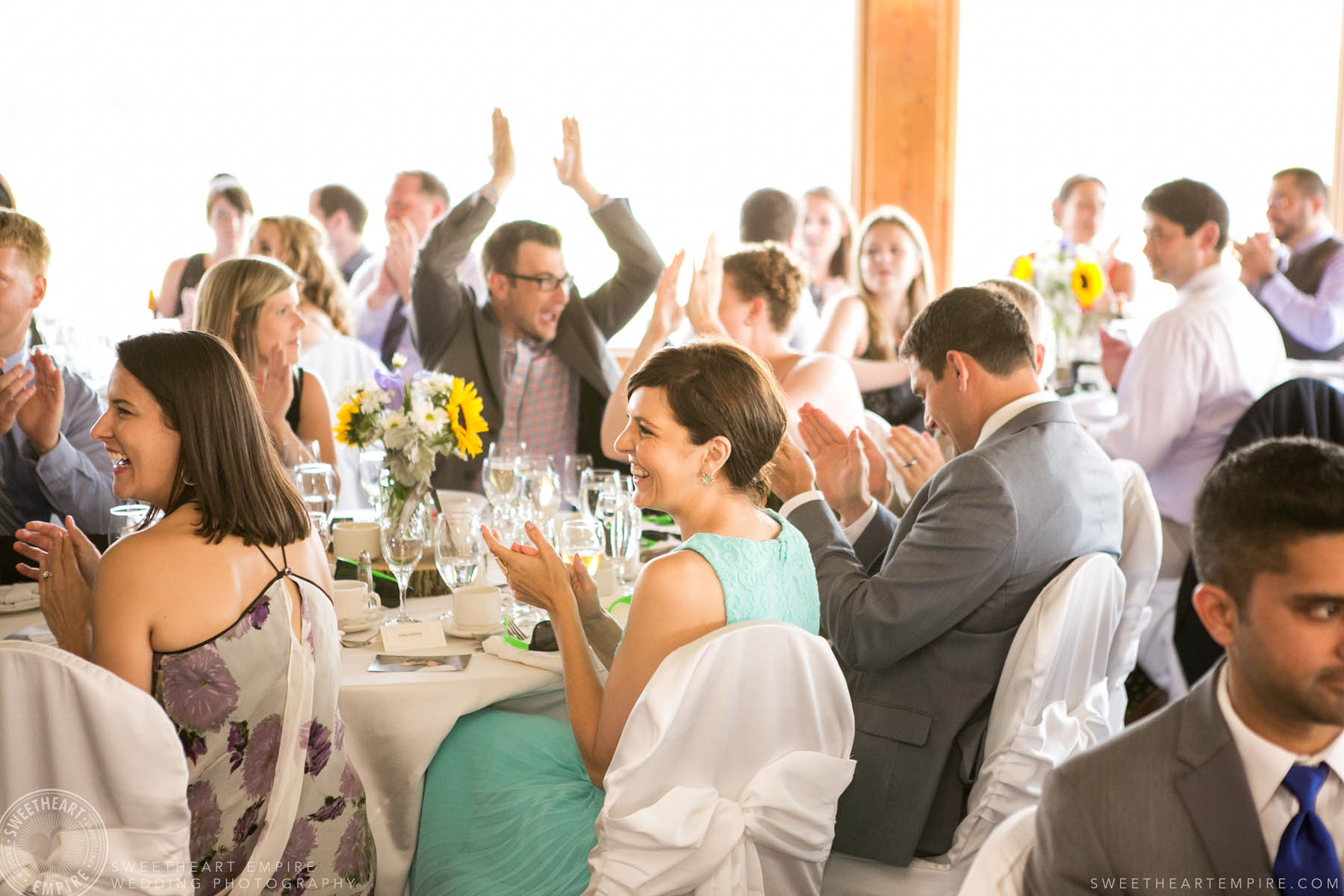 Happy guests at wedding reception, Rockway Vineyard Wedding, Niagara