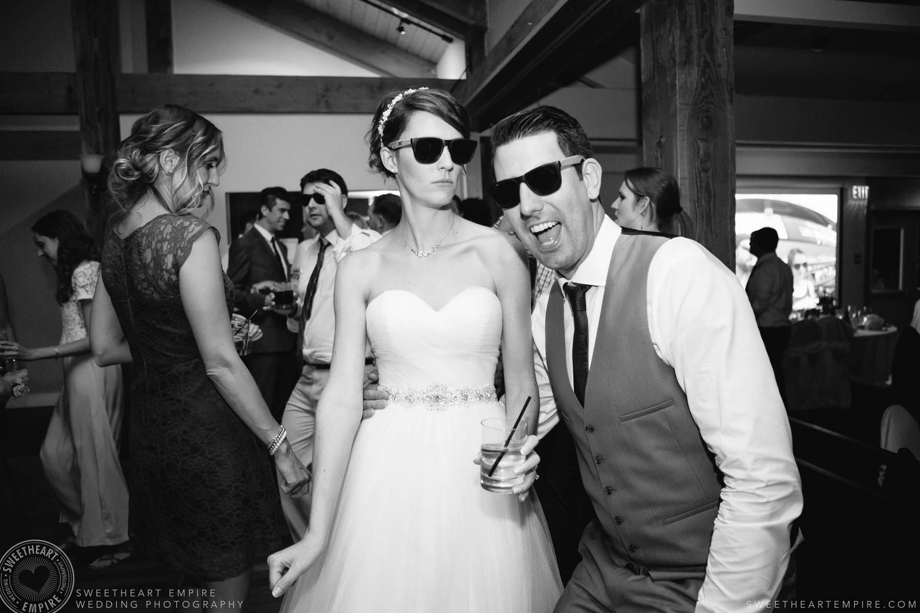 Bride and groom dancing with sunglasses on, Rockway Vineyard Wedding, Niagara