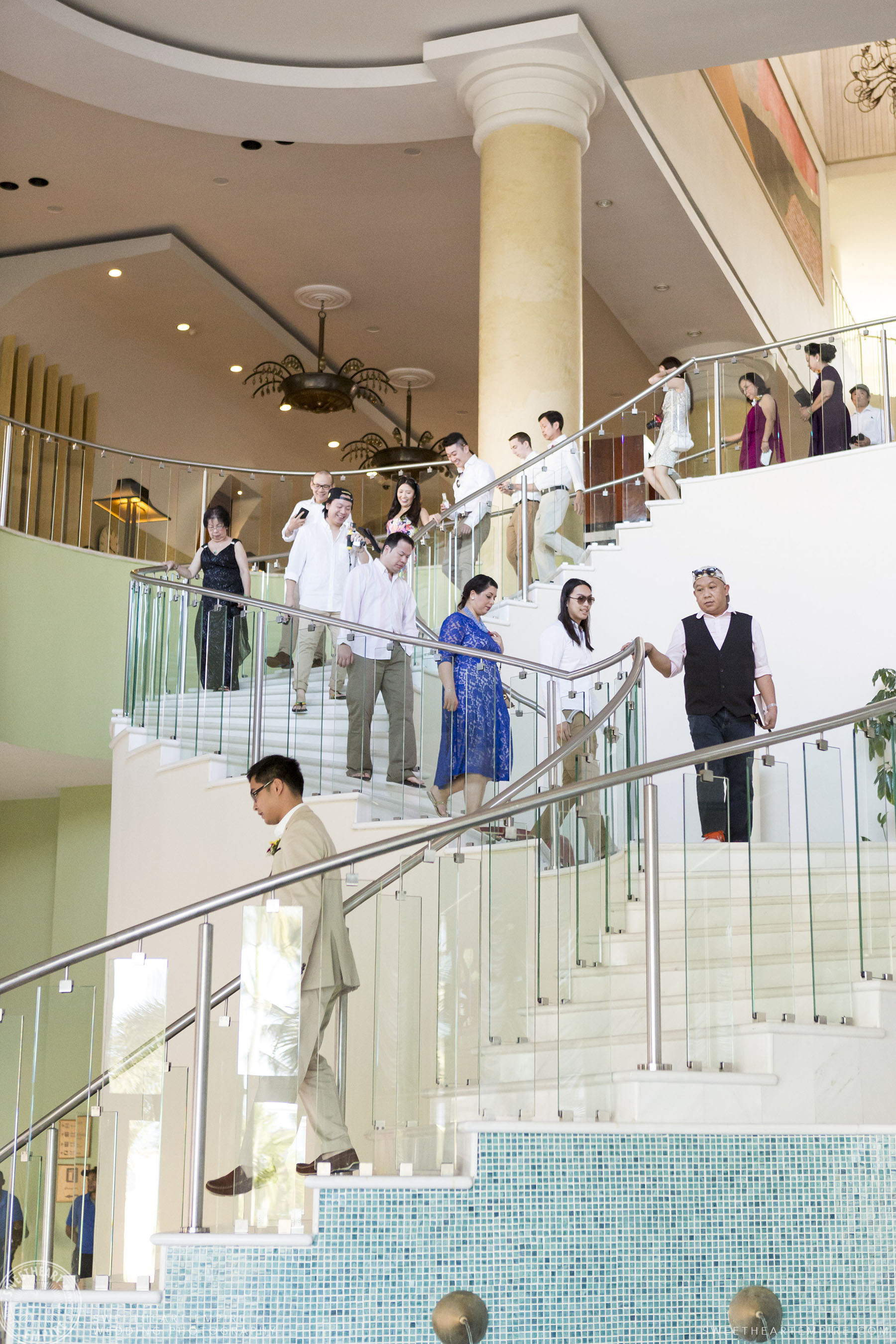 Bridal party arriving for the wedding ceremony; Iberostar Grand Hotel Rose Hall, in Montego Bay, Jamaica