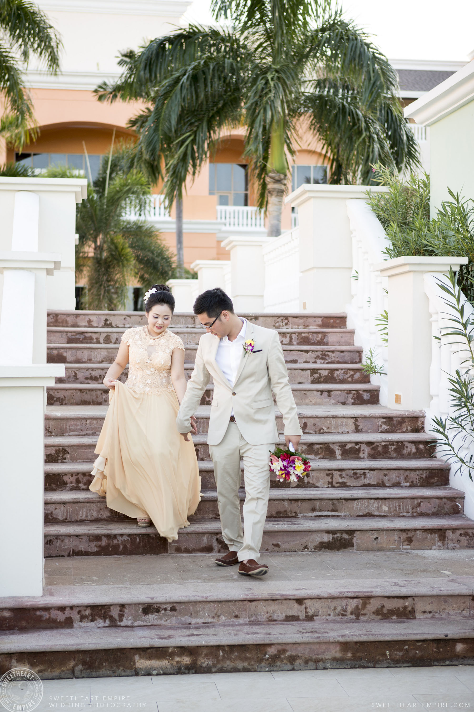 Bride and groom at Iberostar Grand Hotel Rose Hall, in Montego Bay, Jamaica