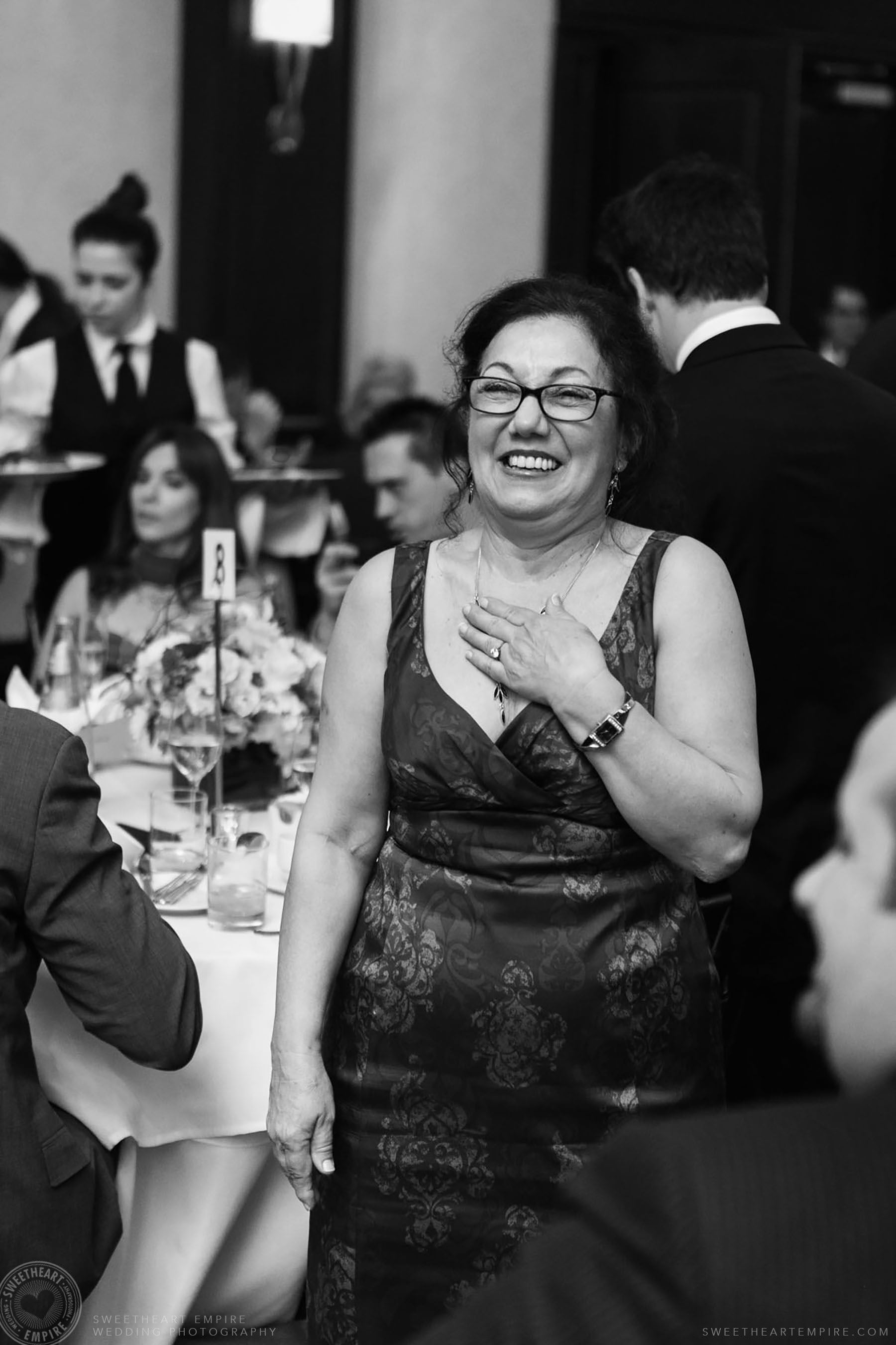 Wedding guest smiling; Eagles Nest Golf Club Wedding