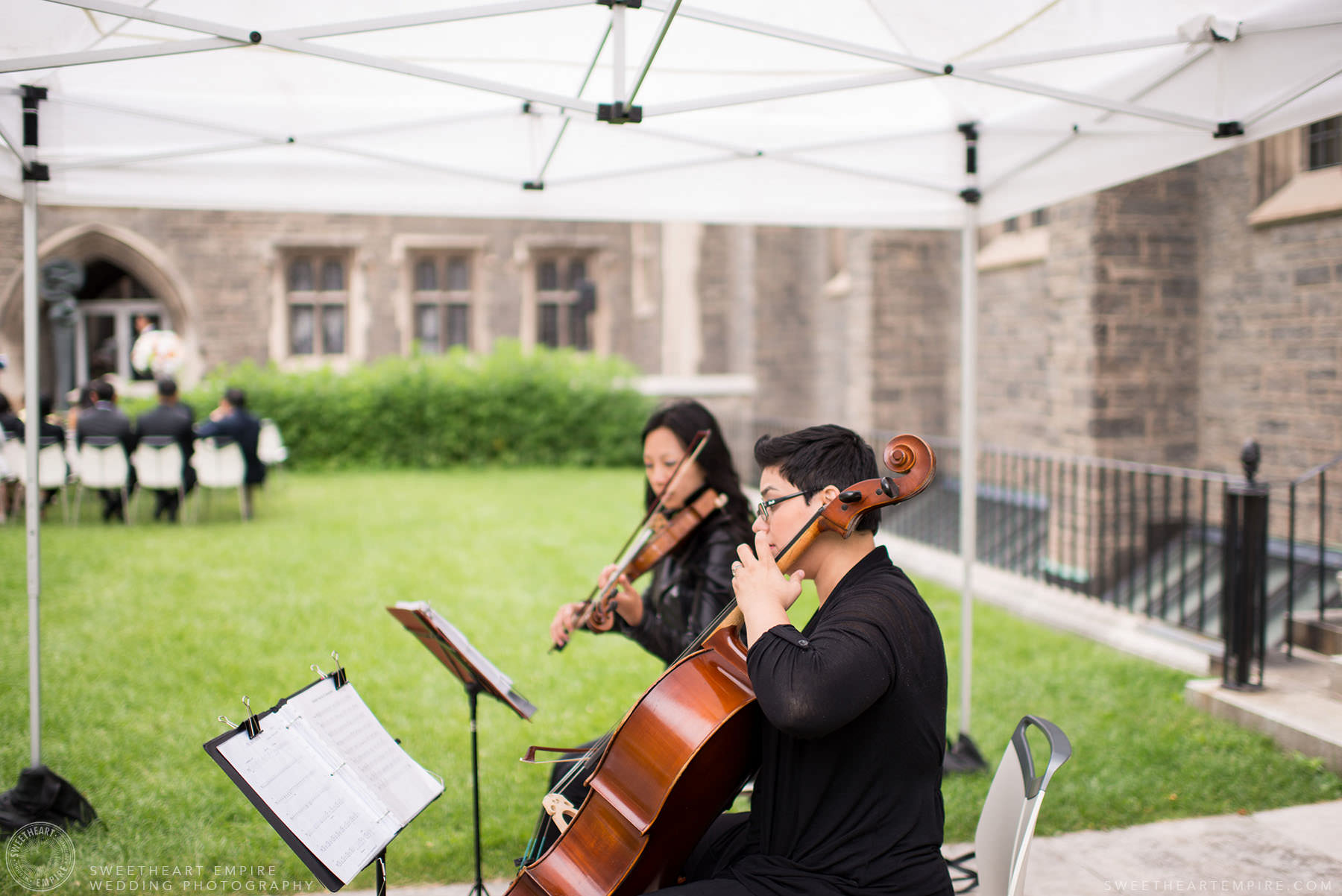 Musicians playing music during ceremony, Hart House University of Toronto Wedding