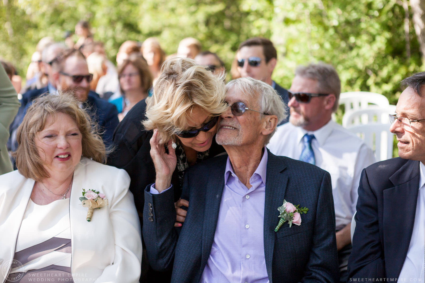 Family waiting for the ceremony to begin; Aberfoyle Mill Wedding