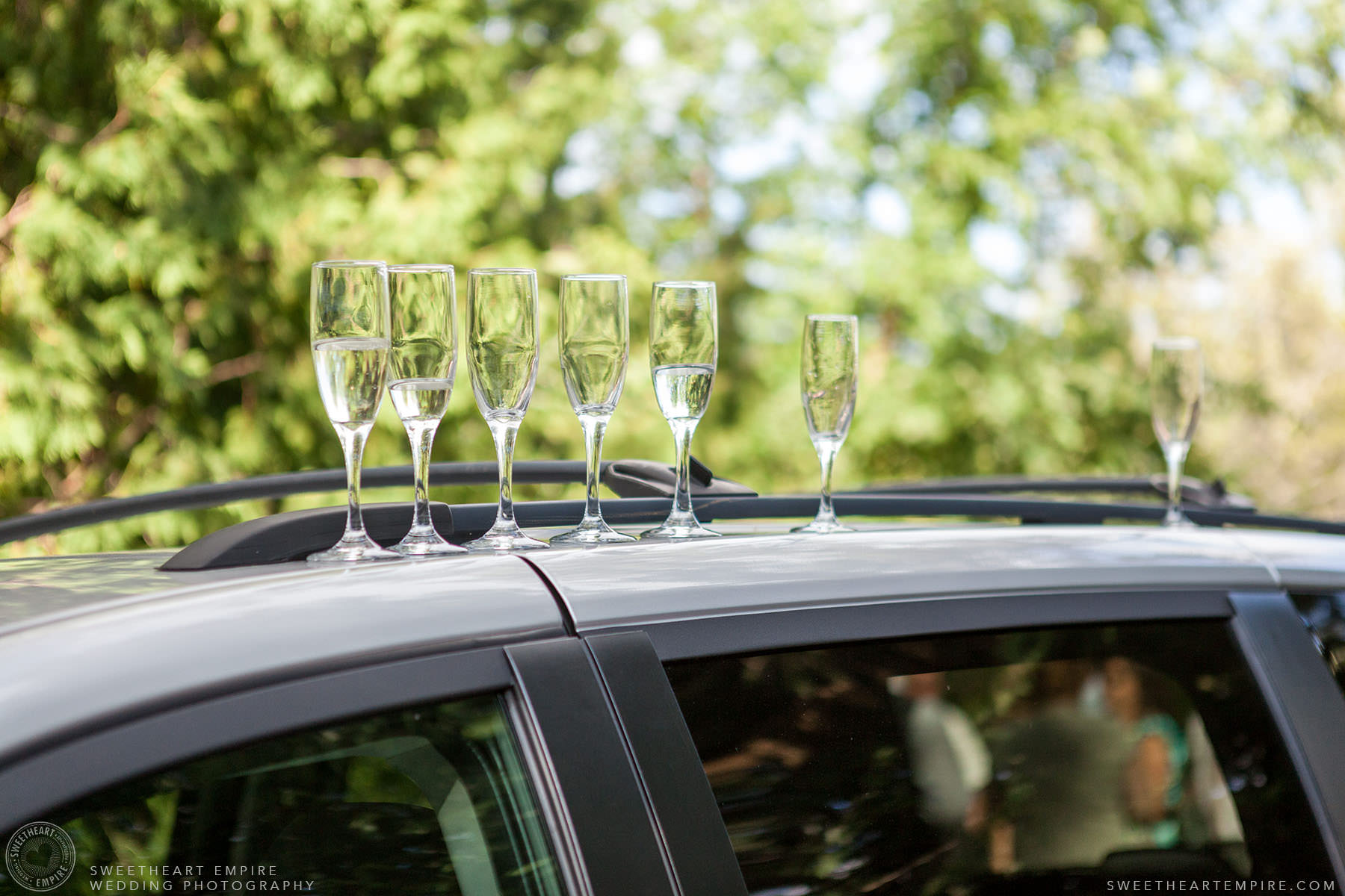 Glasses of champagne; Aberfoyle Mill Wedding