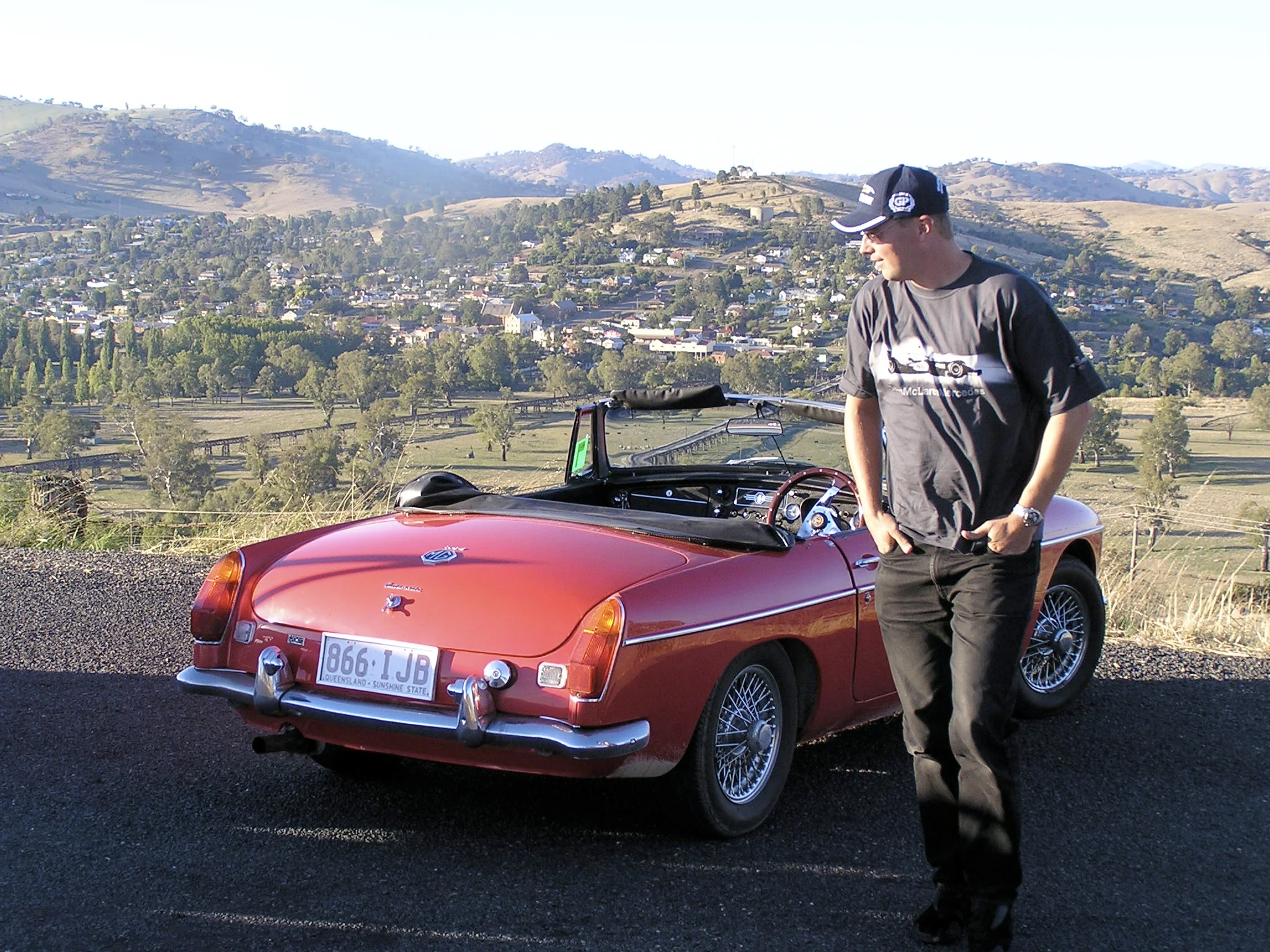 Taking in the town of Gundagai in my Automatic 1970 Mk II MGBL