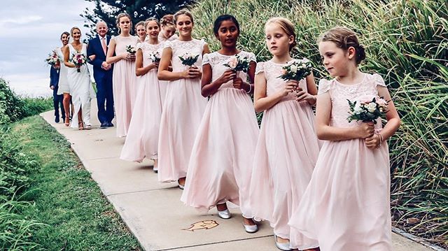 The procession of the most beautiful of &lsquo;flower girls&rsquo;. The girls leading stunning &lsquo;Lili&rsquo; to the ceremony was a sight to behold 🐚💕💕💕🐚