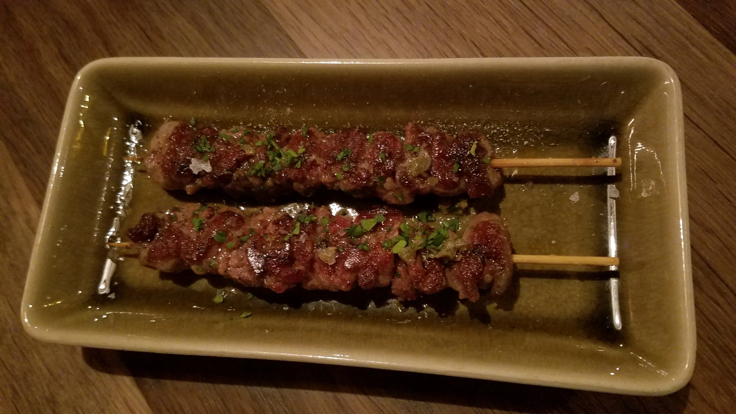 Beef Skewers - olive oil, parsley, salt and garlic. The Beef was very tender and well balanced. It was good choice but not something I would rave about or recommend. Maybe that was because I feel that everything lacked a pinch extra of salt....maybe it's just me tastebuds.