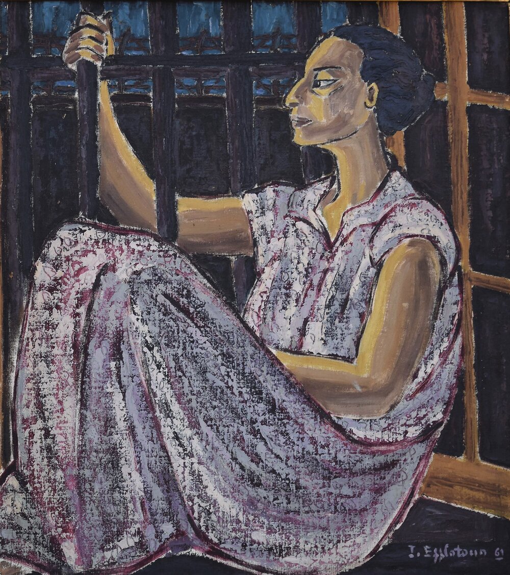 Inji Efflatoun, 'Dreams of the Detainee,' 1961  Oil on canvas, 50 x 40 cm. Courtesy of Barjeel Art Foundation, Sharjah 