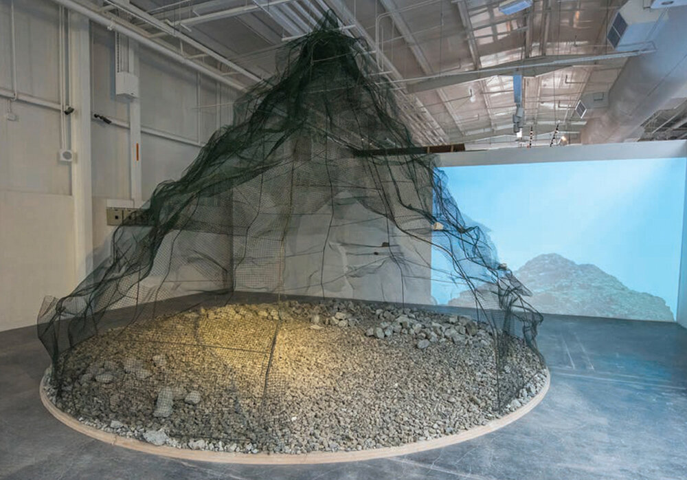 Asma Al Ahmed, 'Geo Displacement' 2016-2017. Wire, mesh, projector. Image courtesy of UAE Unlimited and the artist.