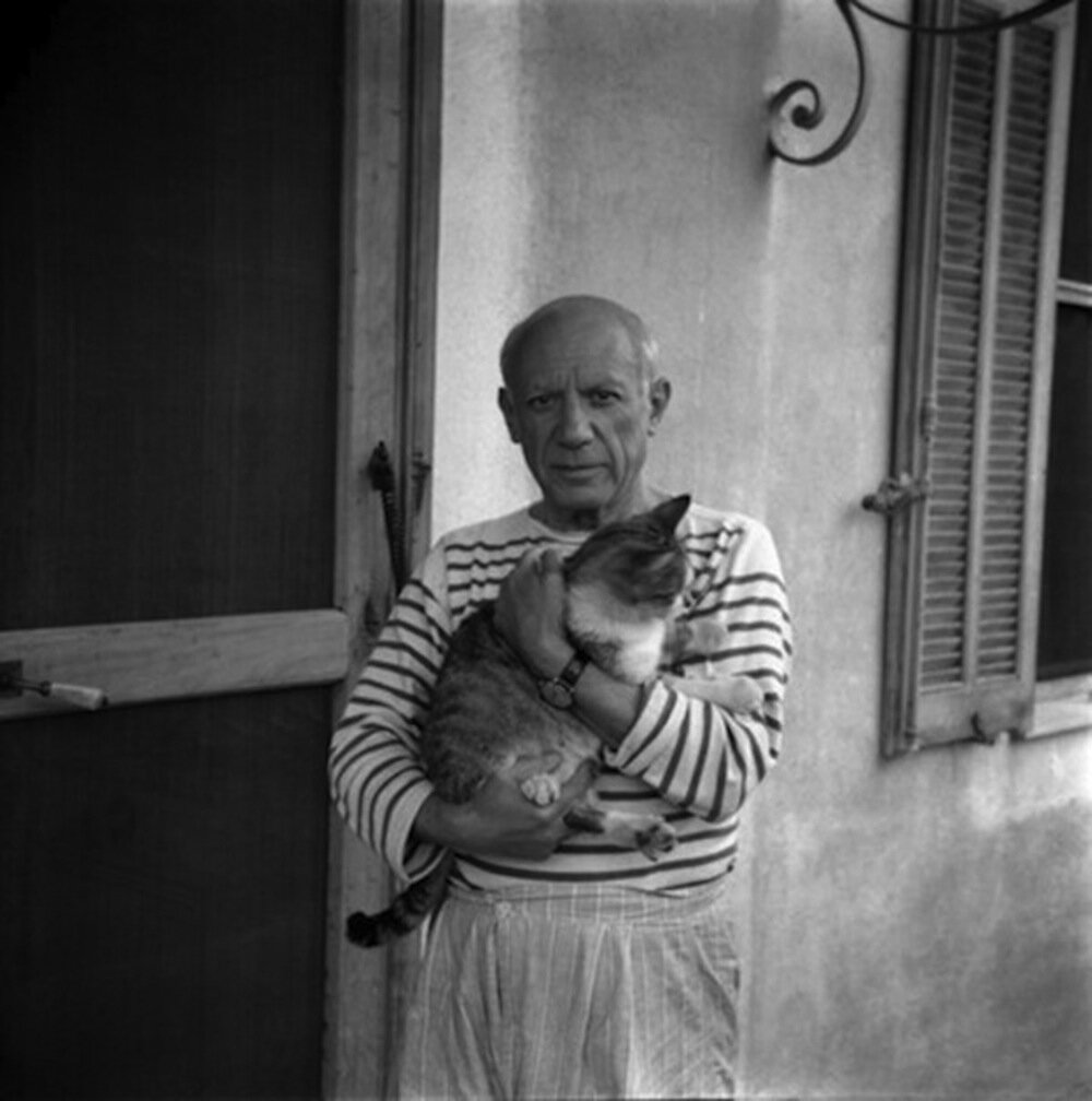 Pablo Picasso with his cat. Image courtesy: arlos Nadal – Pablo Picasso, 1960. © Estate of Pablo Picasso / Artists Rights Society (ARS), New York