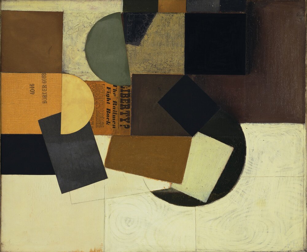 Victor Pasmore Square Motif in Brown, White, Black, Blue, and Ochre 1948⁄53. Image courtesy of MoMa.