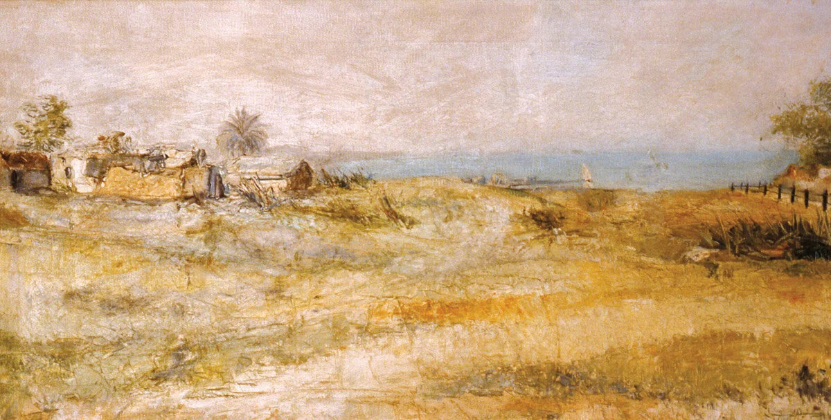 Barastis by Bahrain Fort, oil on canvas, 1969. Image courtesy of the artist.