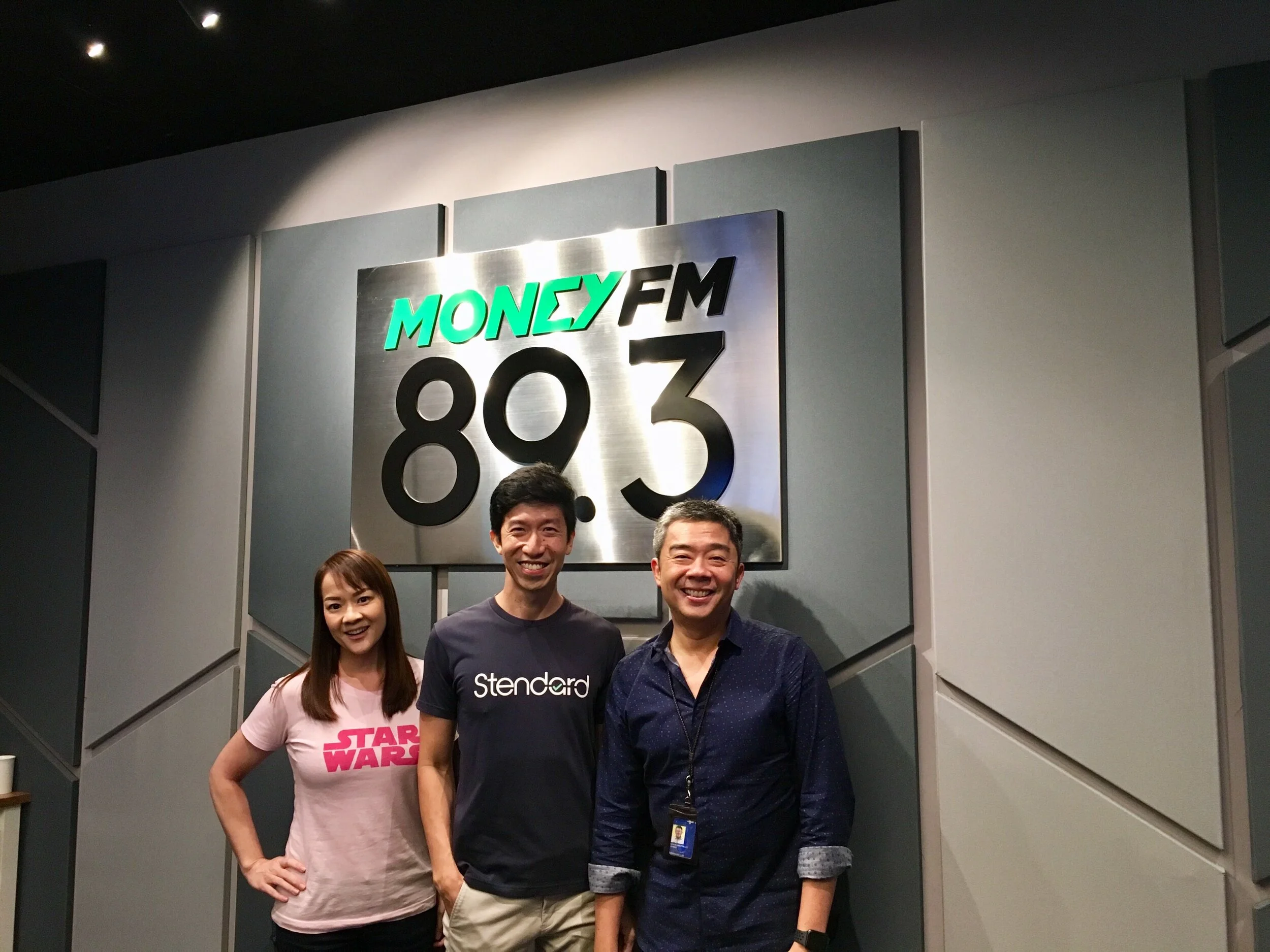 At the MoneyFM 89.3 studio (from left): Howie, Jason, Bernard