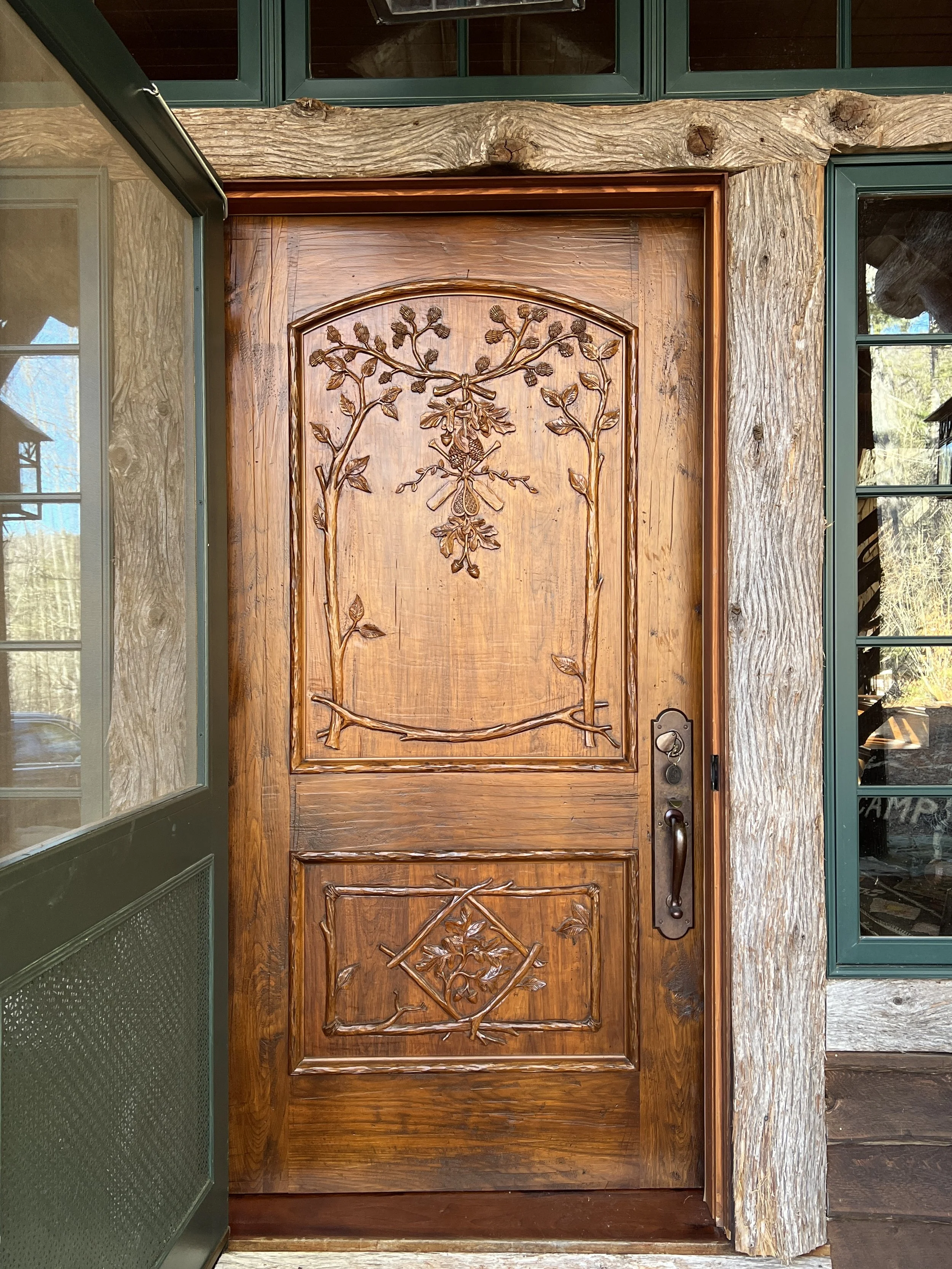 Adirondack style entry door