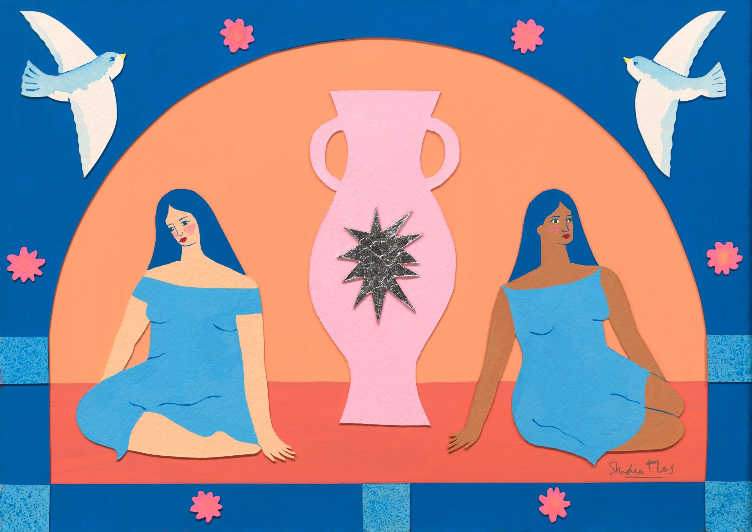 OddballGallery_Studio Flos_Don't Be A Stranger_Acrylic and metallic leaf on cut and assembled paper_42 x 29.7cm_$1000 framed.jpg