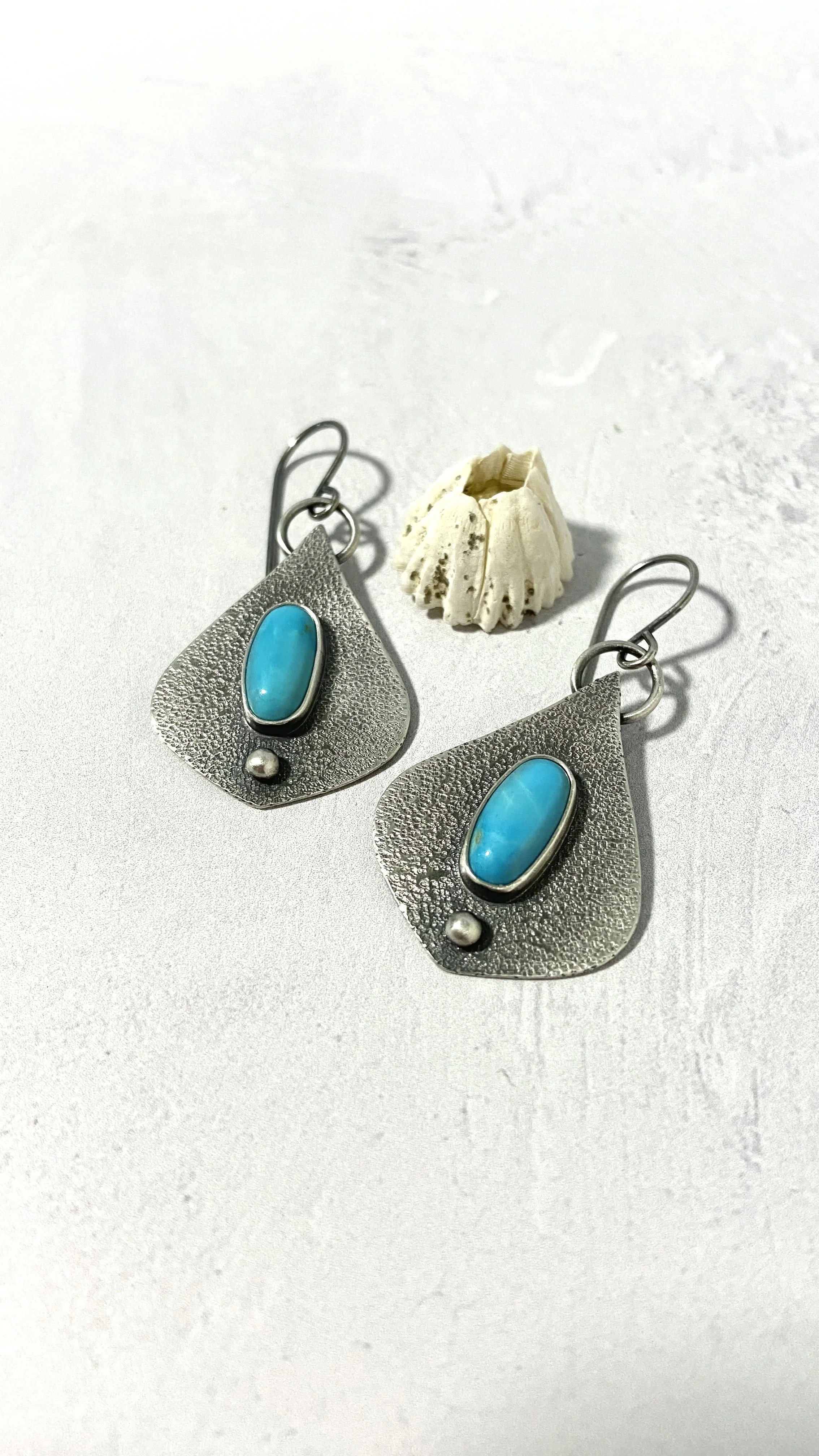 Kingman Turquoise Textured Earrings