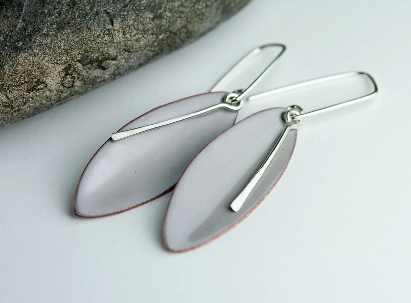 Kinetic Earrings, Enamel Jewelry, Mixed Metal and Enamel Jewelry, Enameled Copper Earrings, My Brown Wren, Tammi Sloan