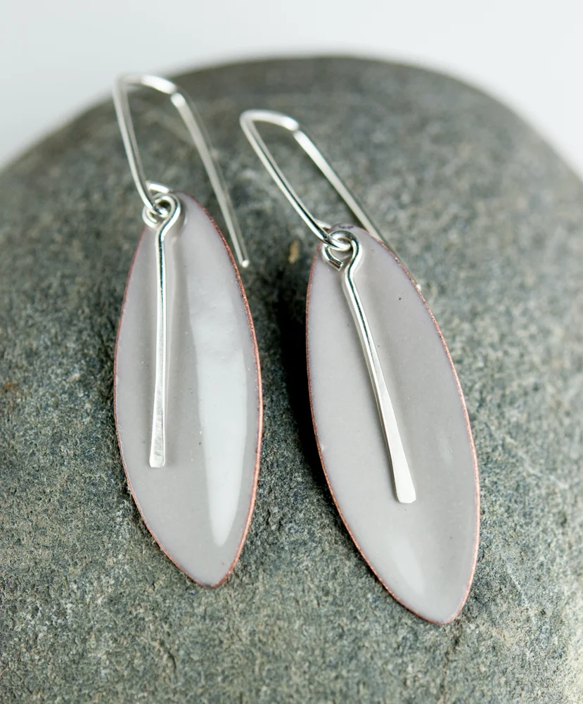 Kinetic Earrings, Enamel Jewelry, Mixed Metal and Enamel Jewelry, Enameled Copper Earrings, My Brown Wren, Tammi Sloan