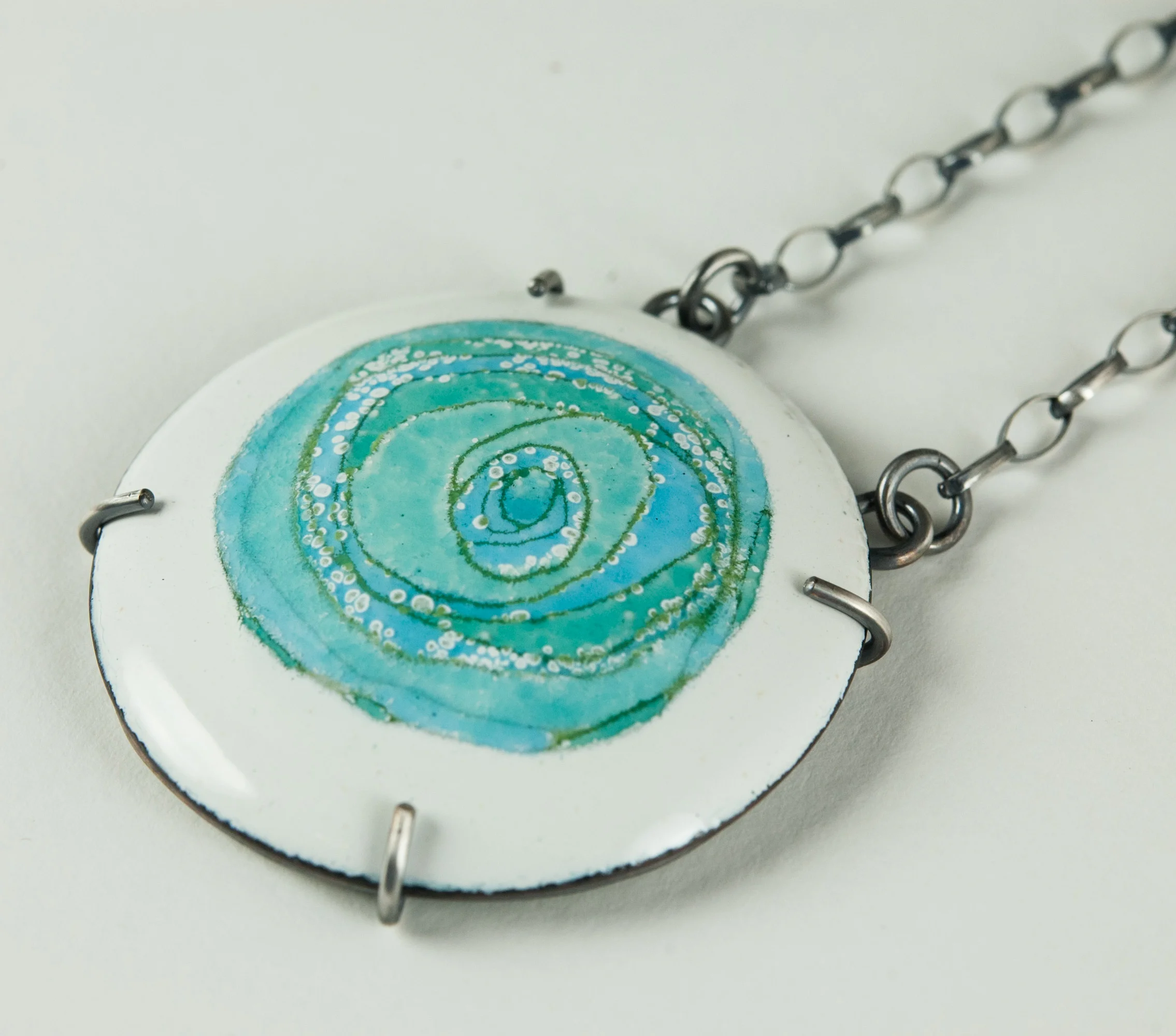 Sgraffito Enamel, Sgraffito, Enamel Jewelry, Enamel Necklace, My Brown Wren, Tammi Sloan, Art Nouveau Rose