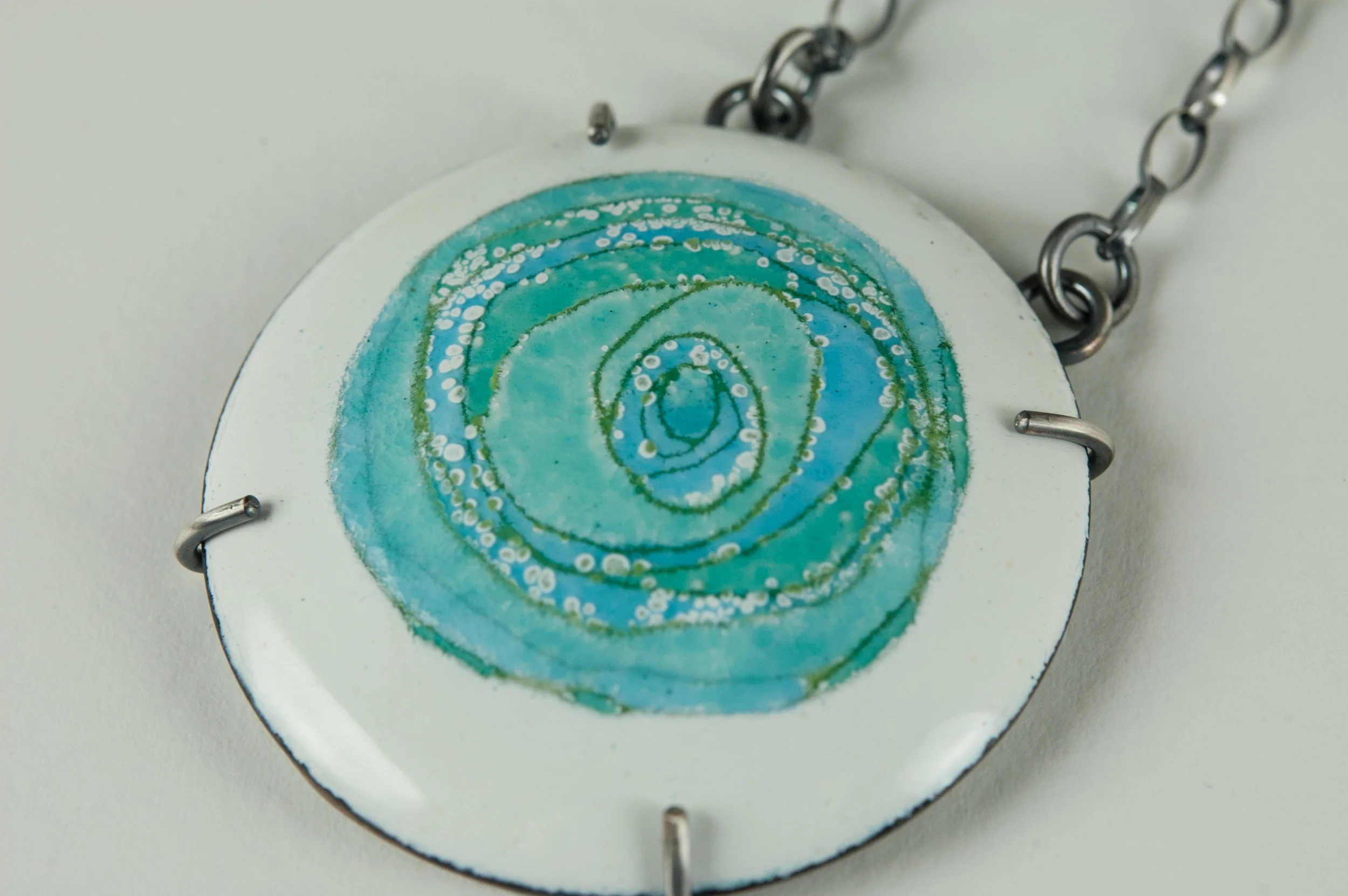Sgraffito Enamel, Sgraffito, Enamel Jewelry, Enamel Necklace, My Brown Wren, Tammi Sloan, Art Nouveau Rose
