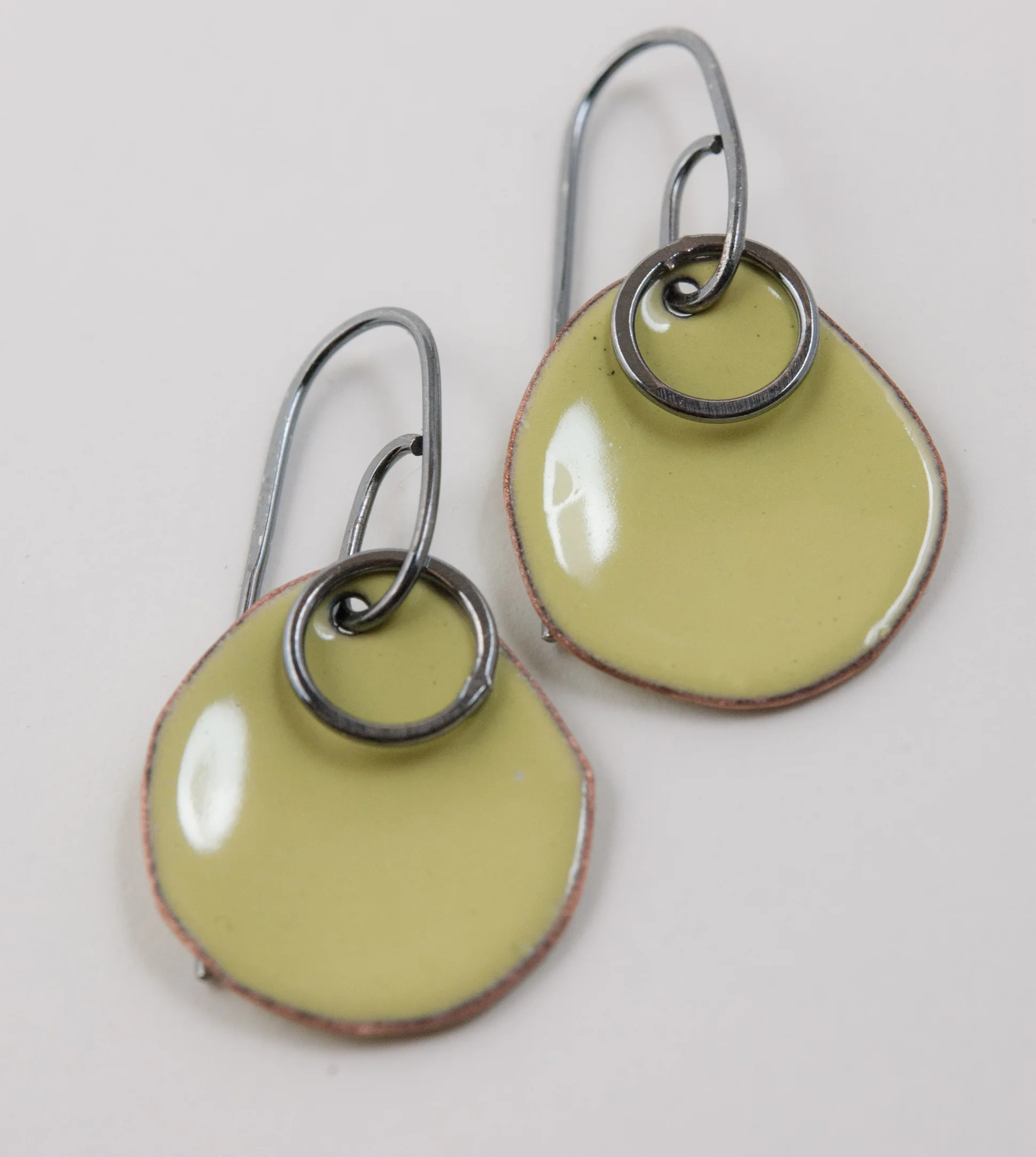 Copy of Copy of Copy of Enamel Jewelry, Enameled Copper Earrings, My Brown Wren, Tammi Sloan