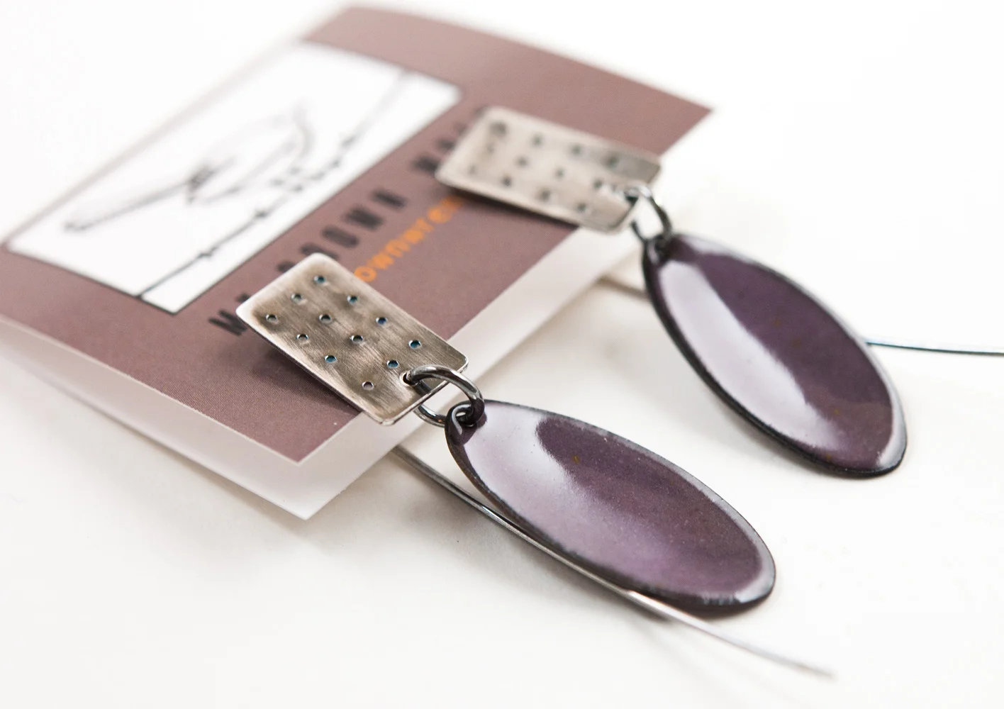 Enamel Jewelry, Mixed Metal and Enamel Jewelry, Enameled Copper Earrings, My Brown Wren, Tammi Sloan
