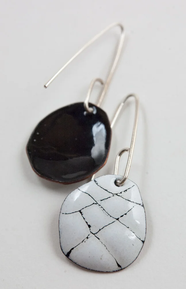 Sgraffito Enamel, Sgraffito, Enamel Jewelry, Enamel Earrings, My Brown Wren, Tammi Sloan