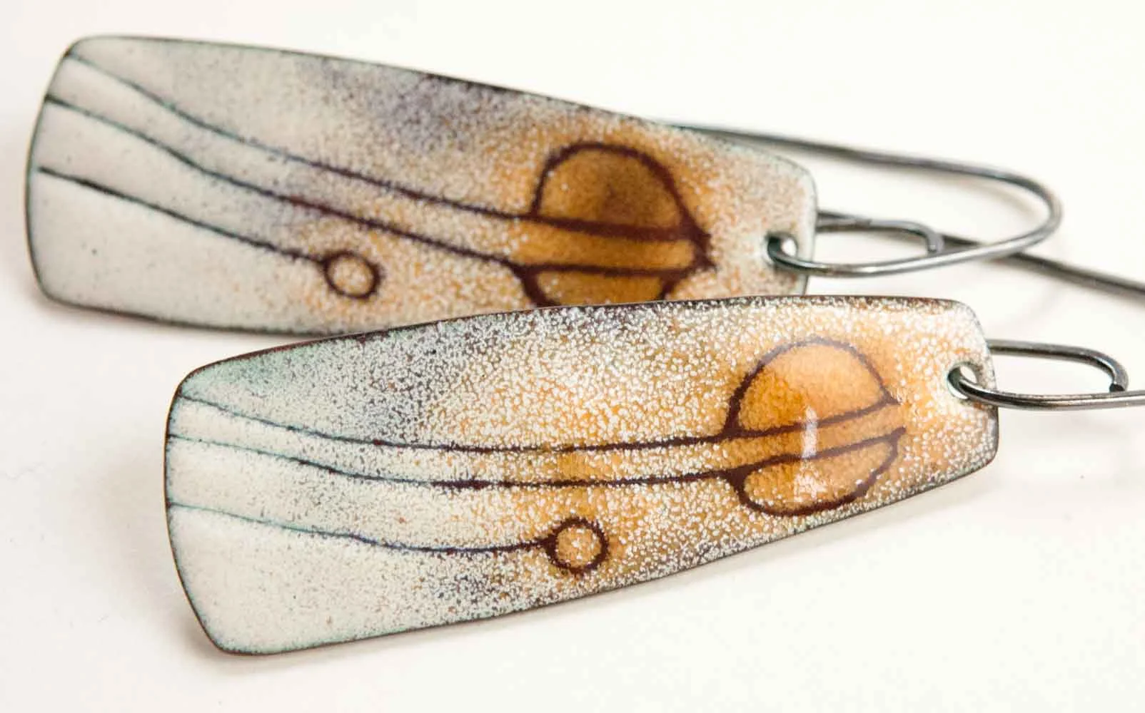 Sgraffito Enamel, Sgraffito, Enamel Jewelry, Enamel Earrings, My Brown Wren, Tammi Sloan, Orange Poppy Earrings, Enamel Poppies
