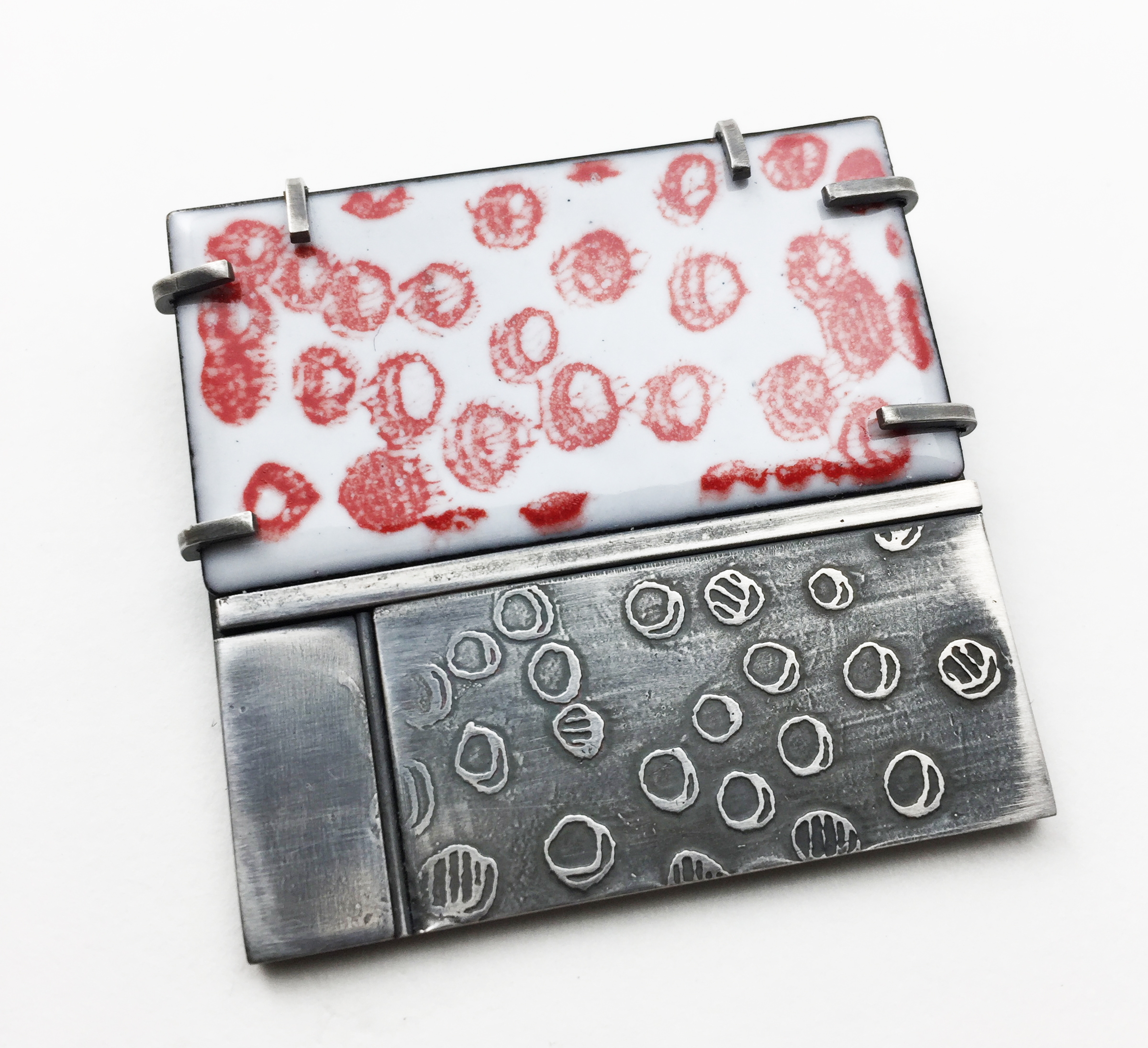 doodle pin in enamel and etched silver.jpg