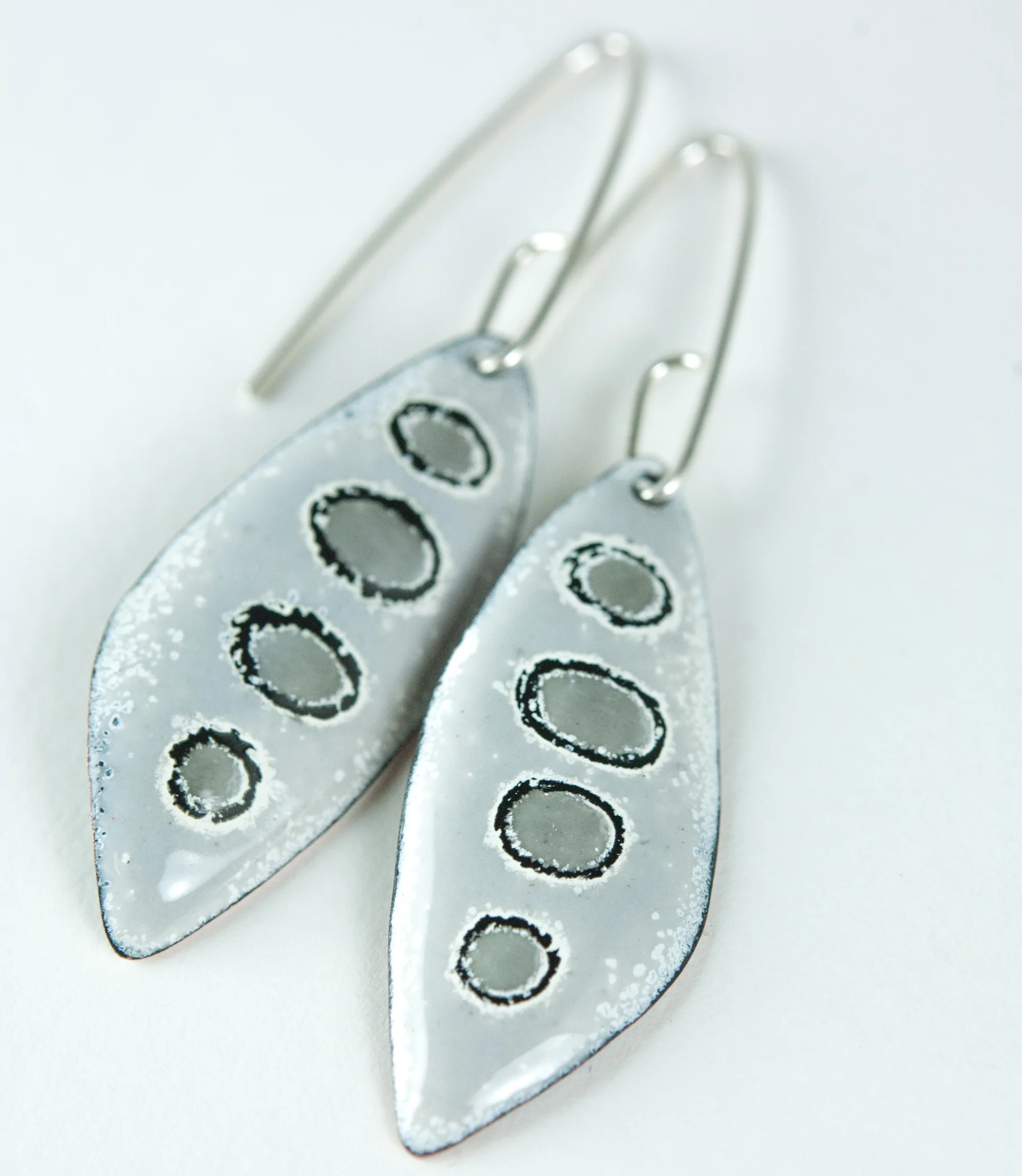 Mod Dot Enamel Earrings in Gray by My Brown Wren