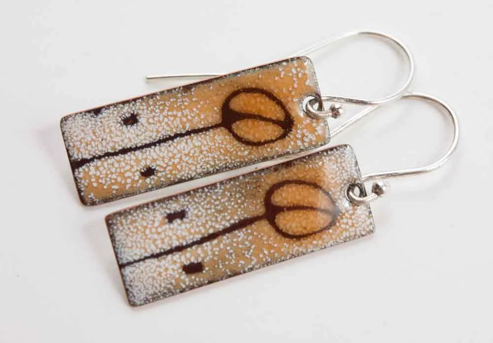 Enameled Art Nouveau Tulip Flower Earrings