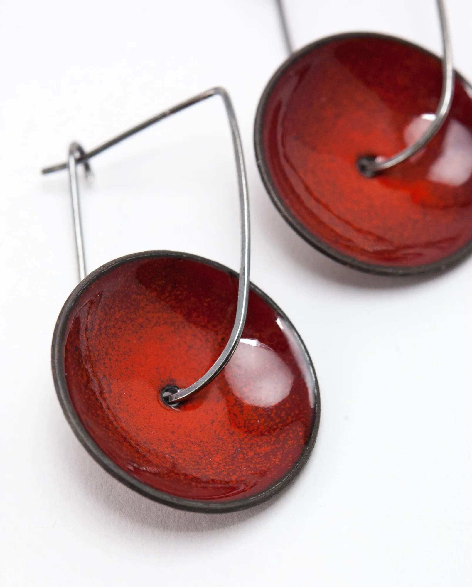 Fire Works Enamel and Silver Hoop Earrings by Tammi Sloan of My Brown Wren