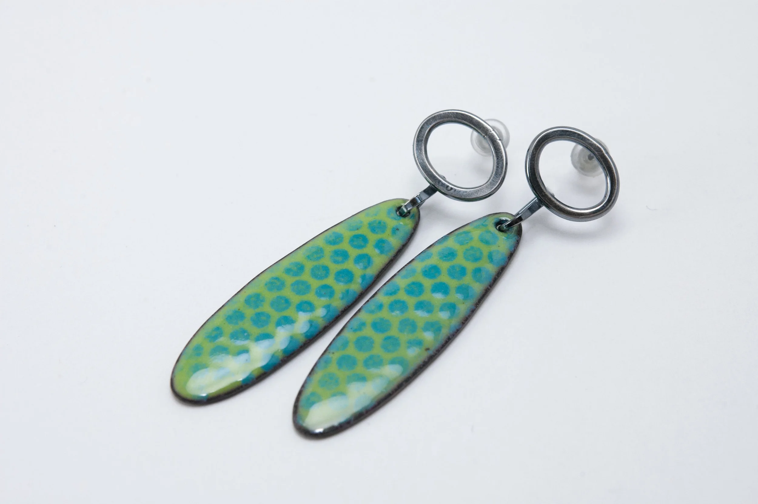 Juke Box Enamel and Silver Earrings by Tammi Sloan of My Brown Wren
