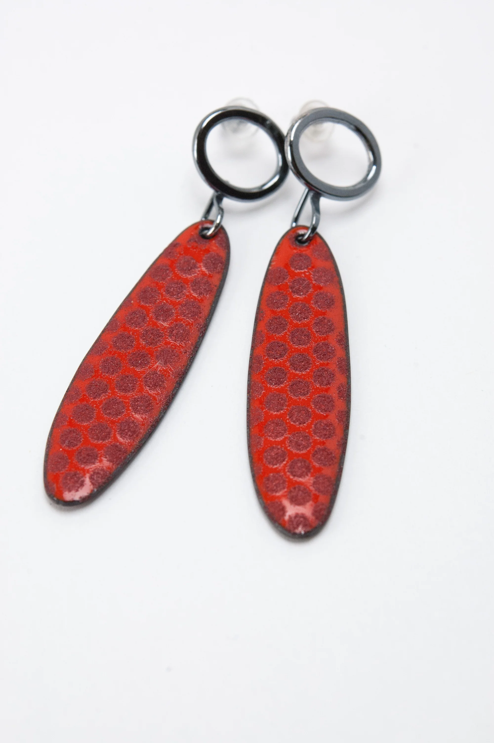 Juke Box Enamel and Silver Earrings by Tammi Sloan of My Brown Wren