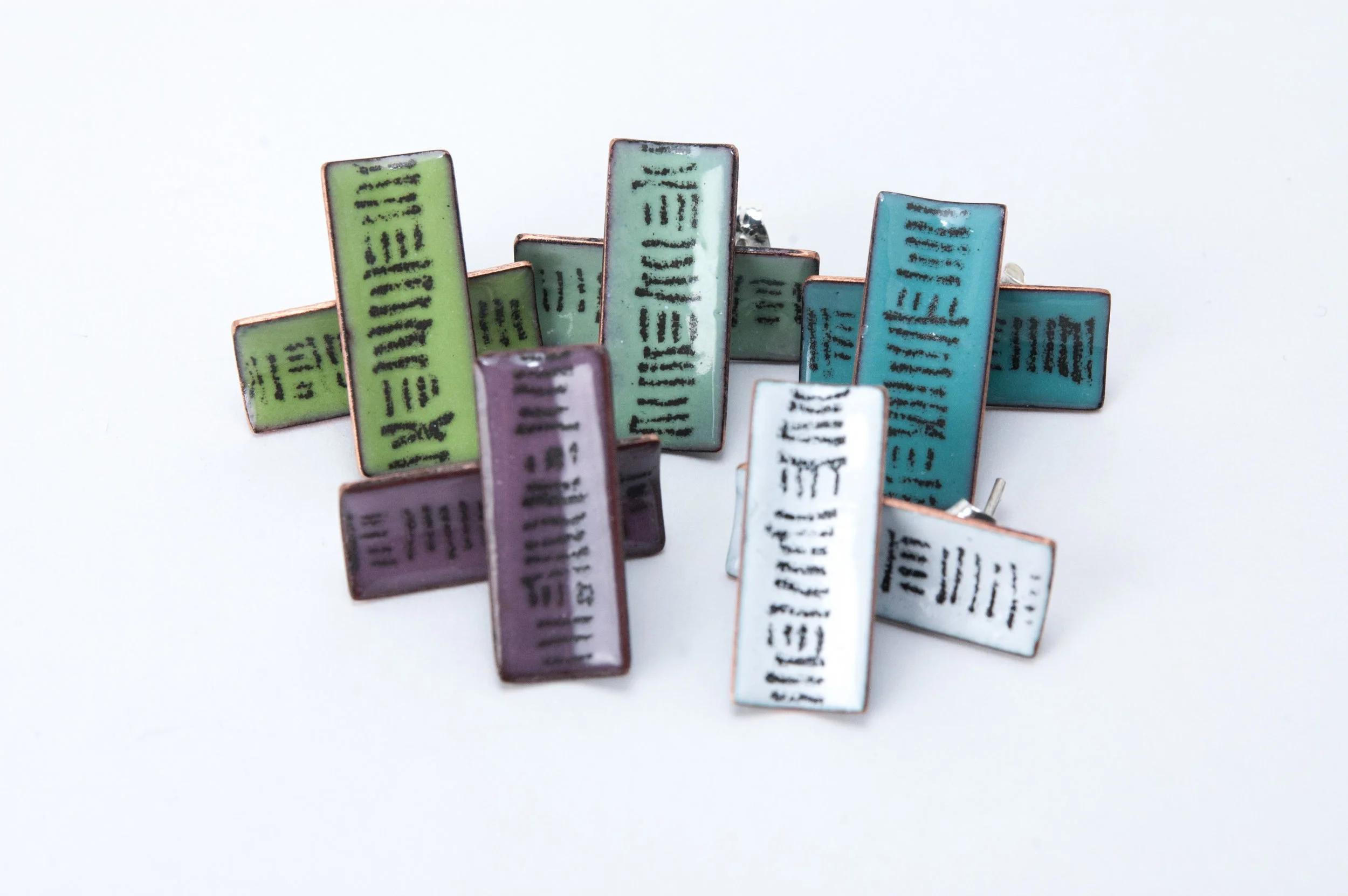 Hop Scotch Enamel and Silver Post Earrings by Tammi Sloan of My Brown Wren