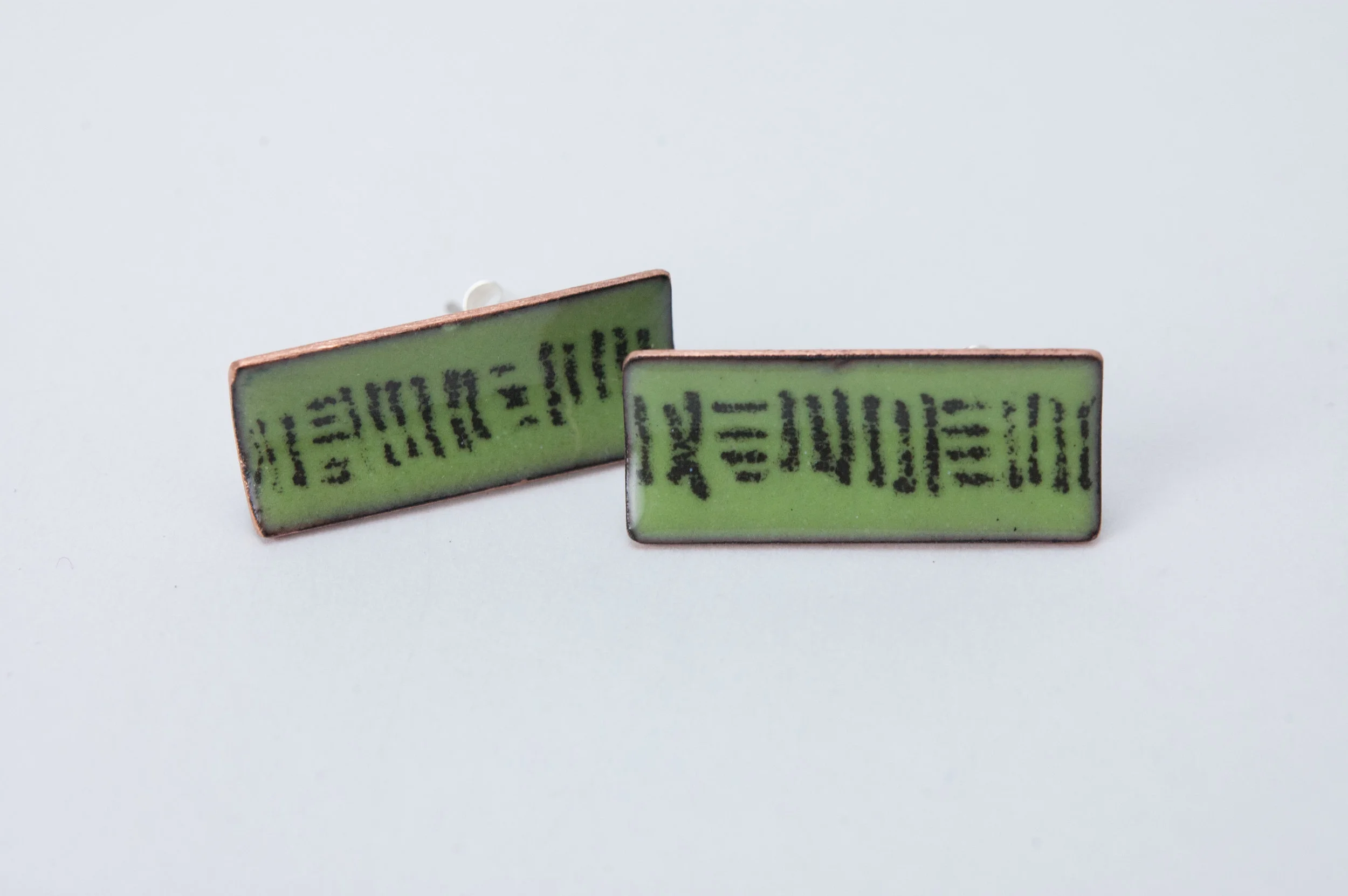 Hop Scotch Enamel and Silver Post Earrings by Tammi Sloan of My Brown Wren