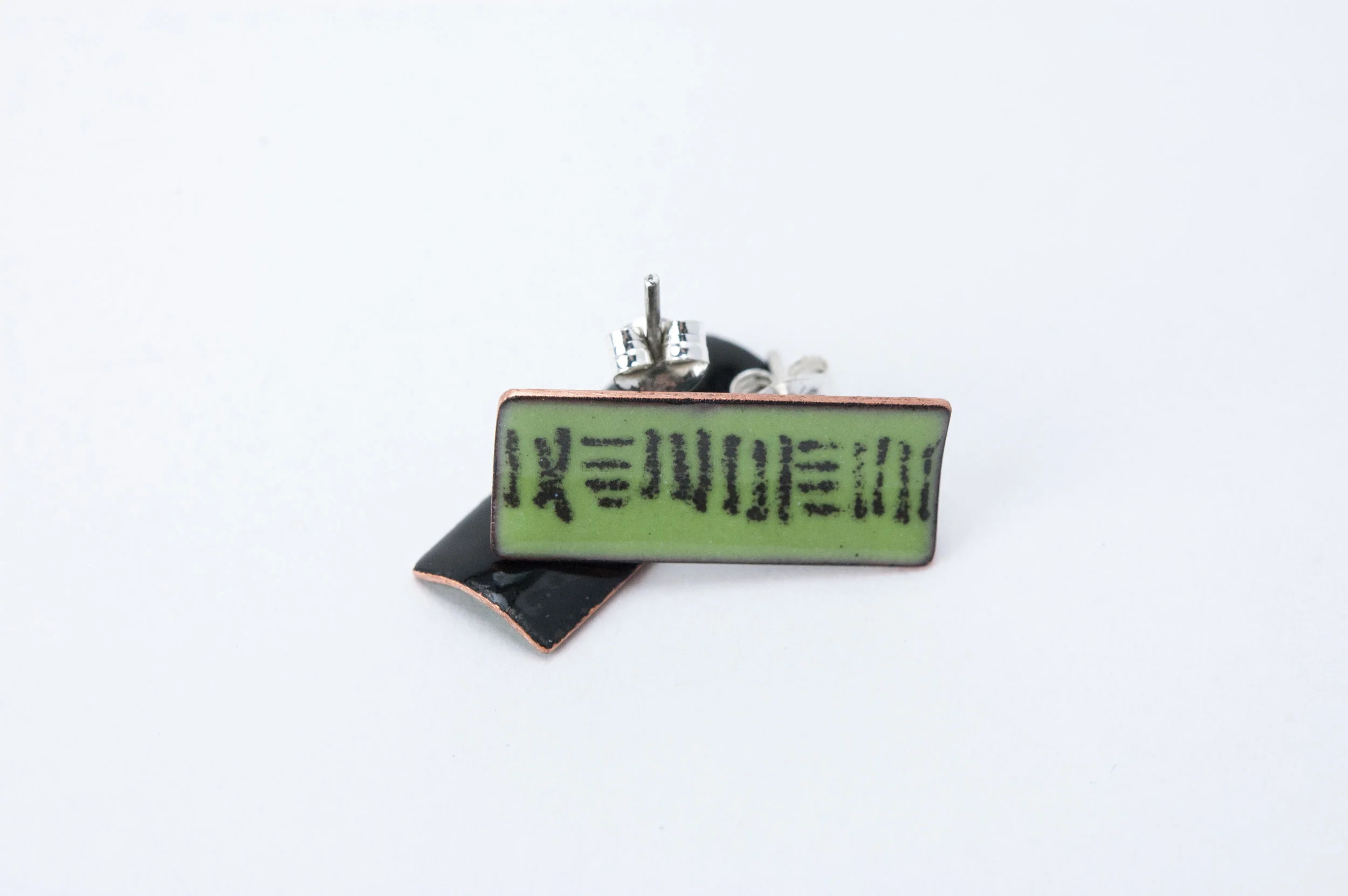 Hop Scotch Enamel and Silver Post Earrings by Tammi Sloan of My Brown Wren