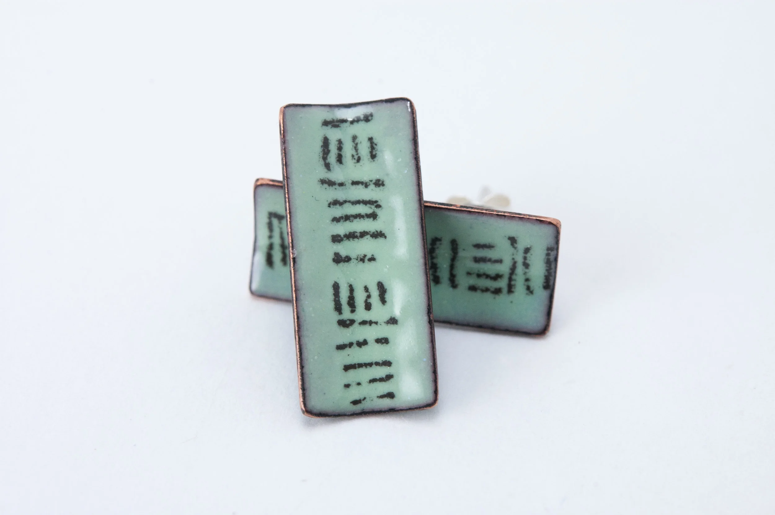 Hop Scotch Enamel and Silver Post Earrings by Tammi Sloan of My Brown Wren