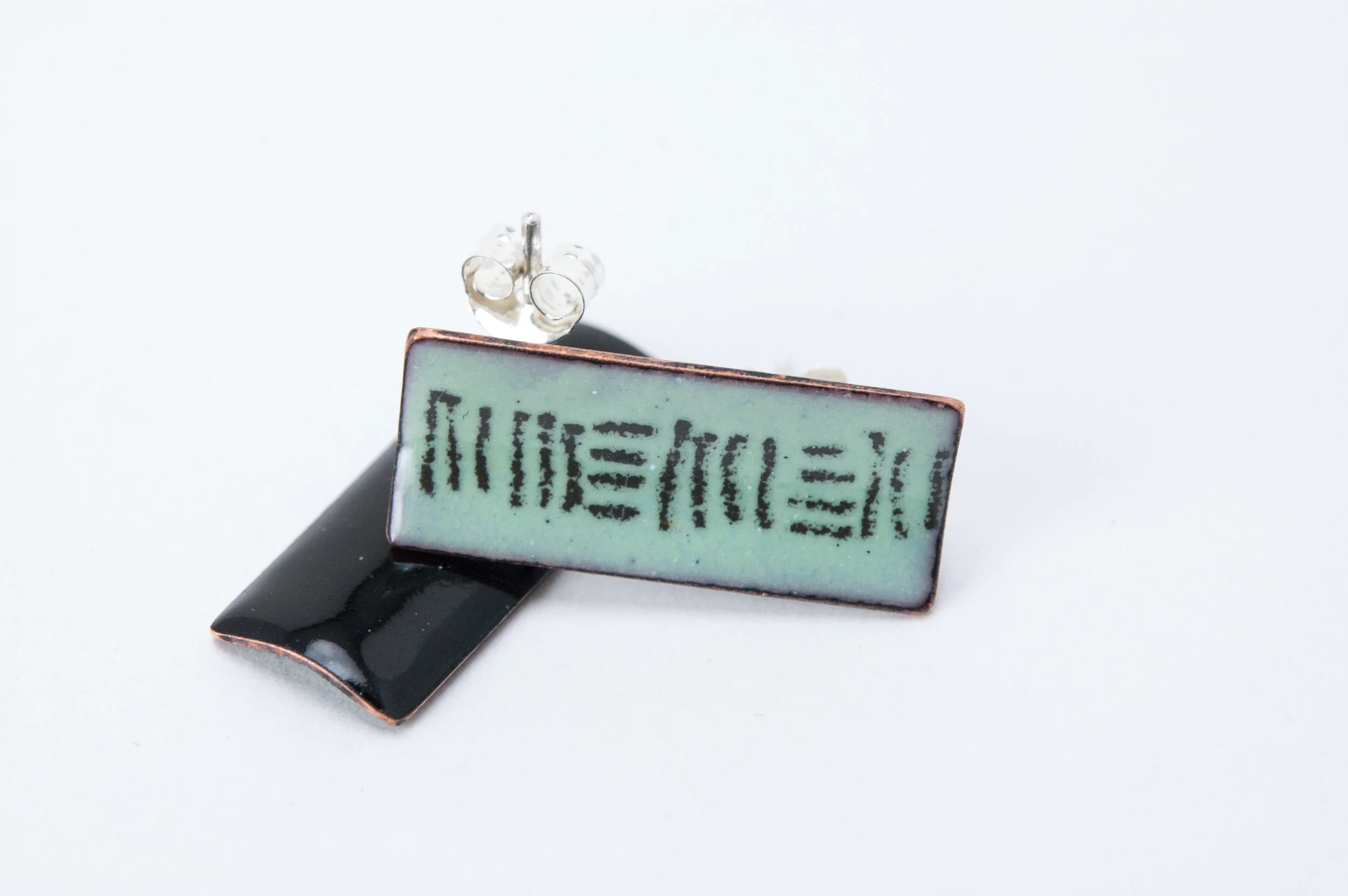 Hop Scotch Enamel and Silver Post Earrings by Tammi Sloan of My Brown Wren