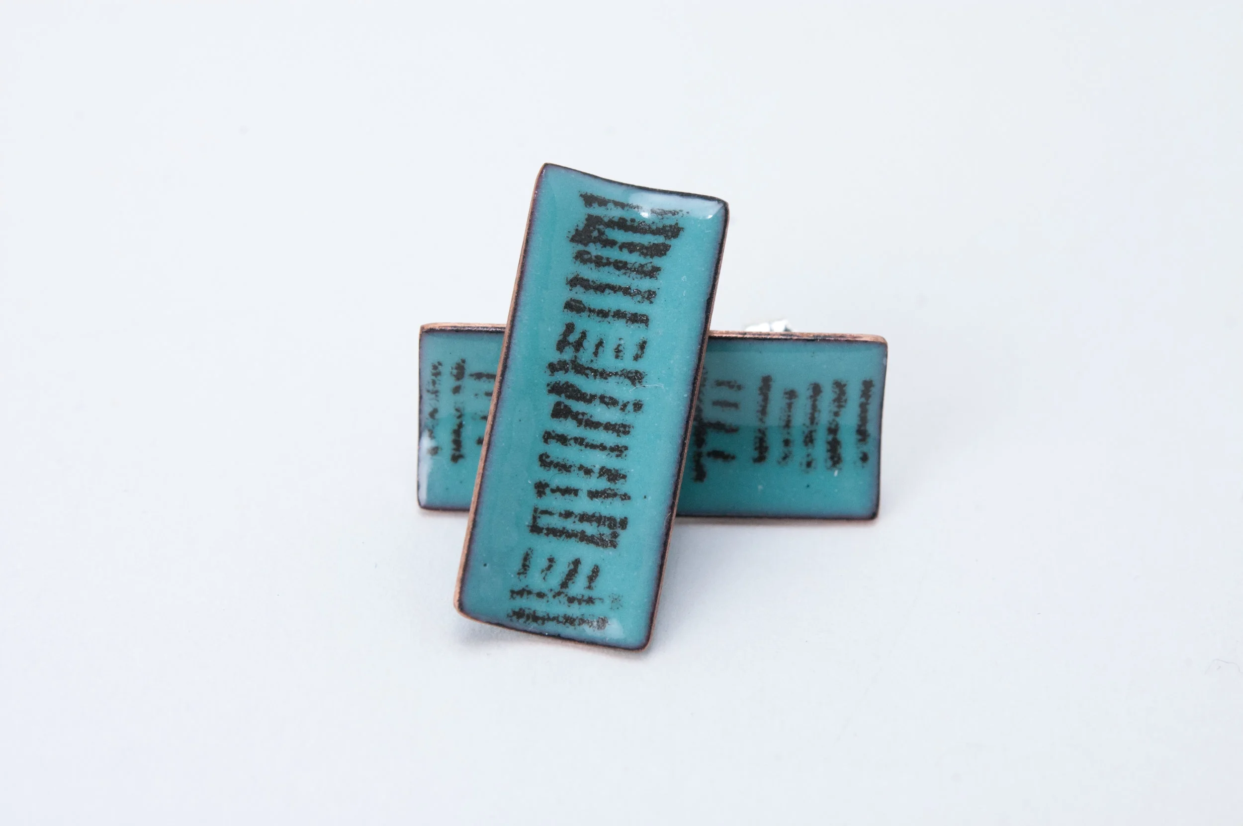 Hop Scotch Enamel and Silver Post Earrings by Tammi Sloan of My Brown Wren
