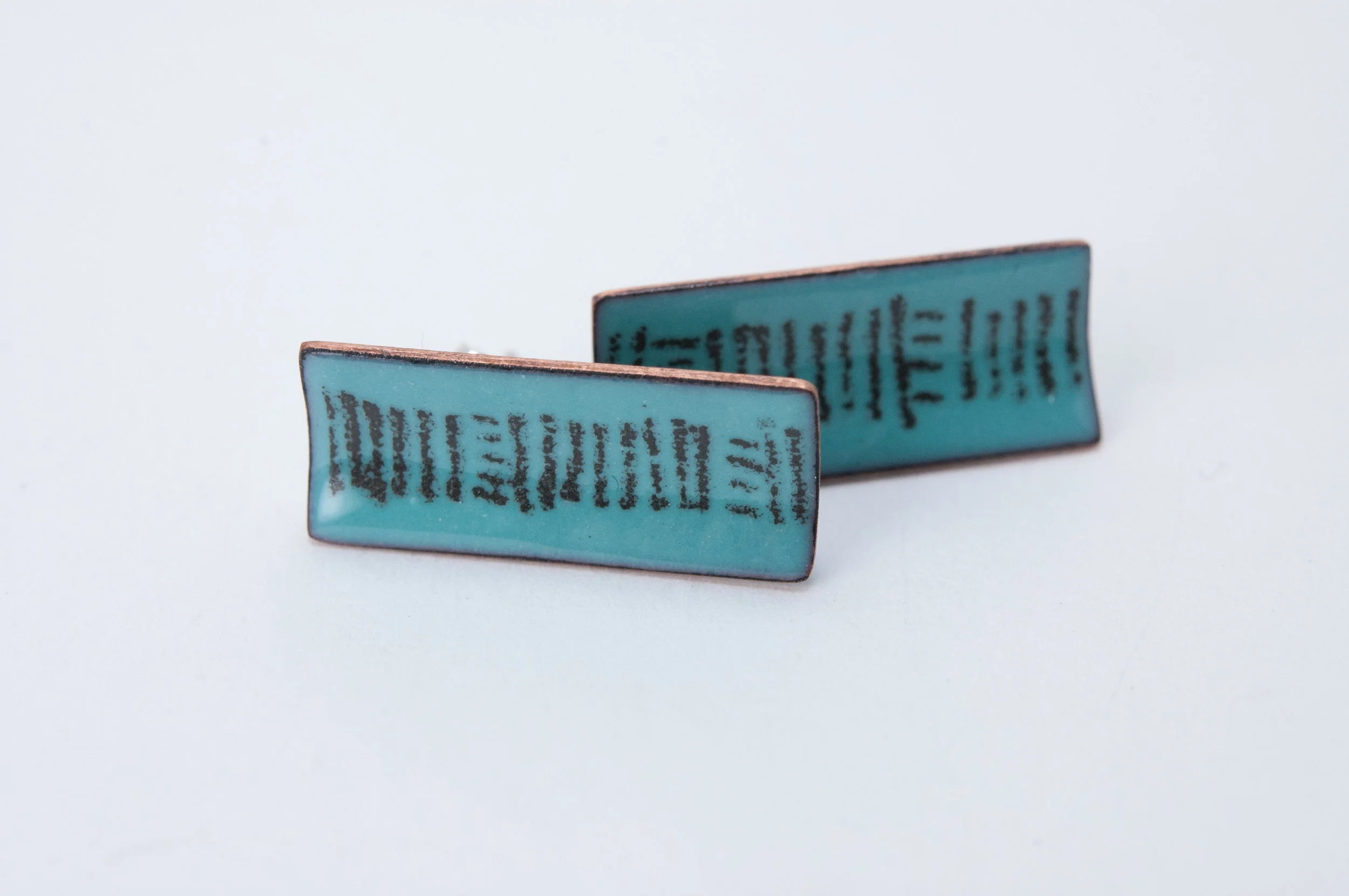 Hop Scotch Enamel and Silver Post Earrings by Tammi Sloan of My Brown Wren