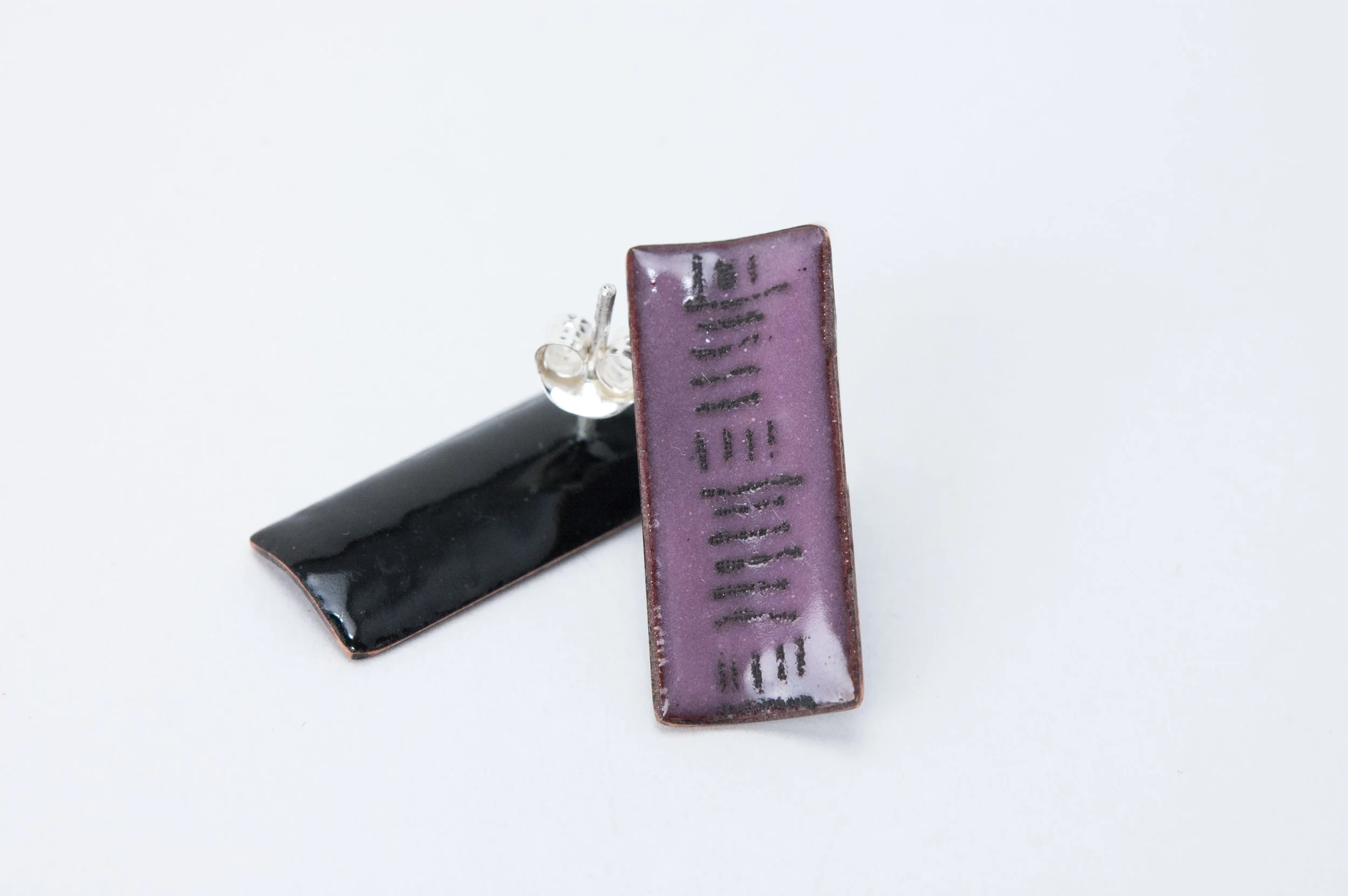 Hop Scotch Enamel and Silver Post Earrings by Tammi Sloan of My Brown Wren