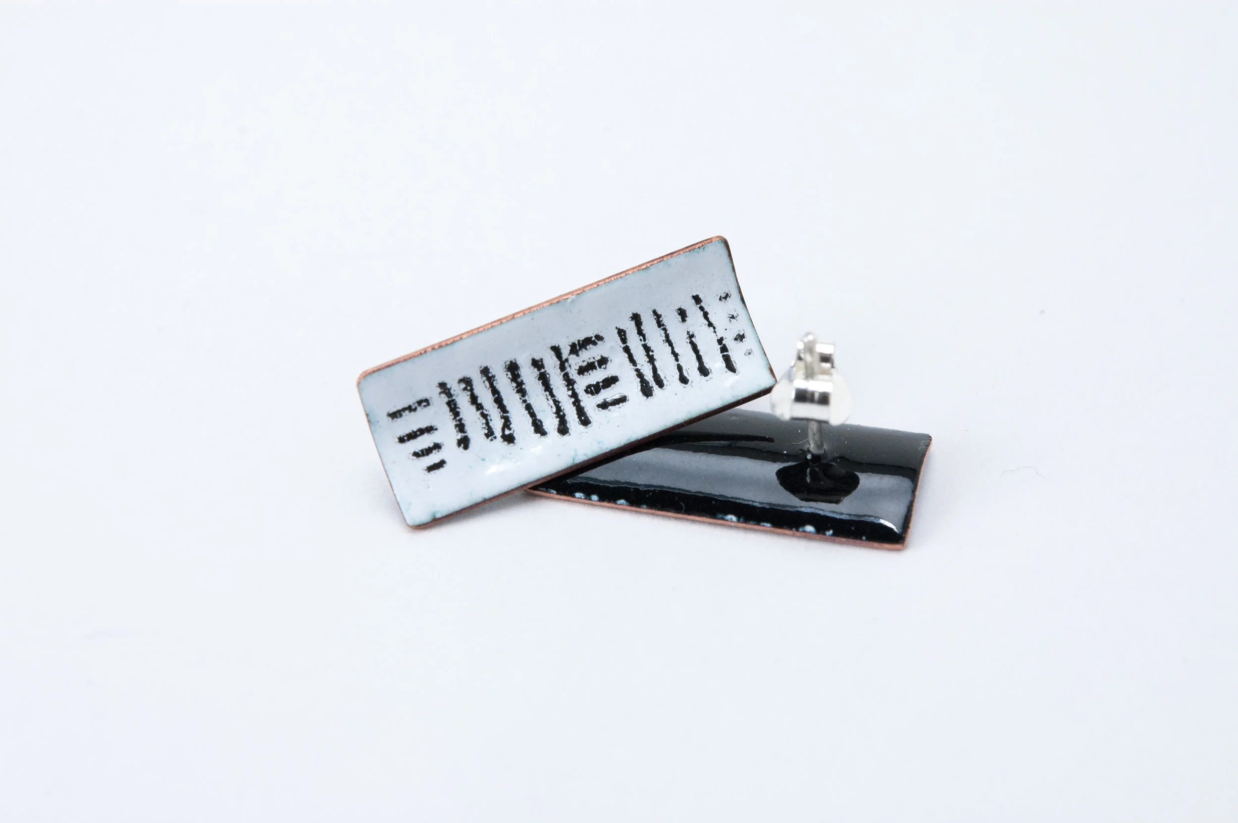 Hop Scotch Enamel and Silver Post Earrings by Tammi Sloan of My Brown Wren